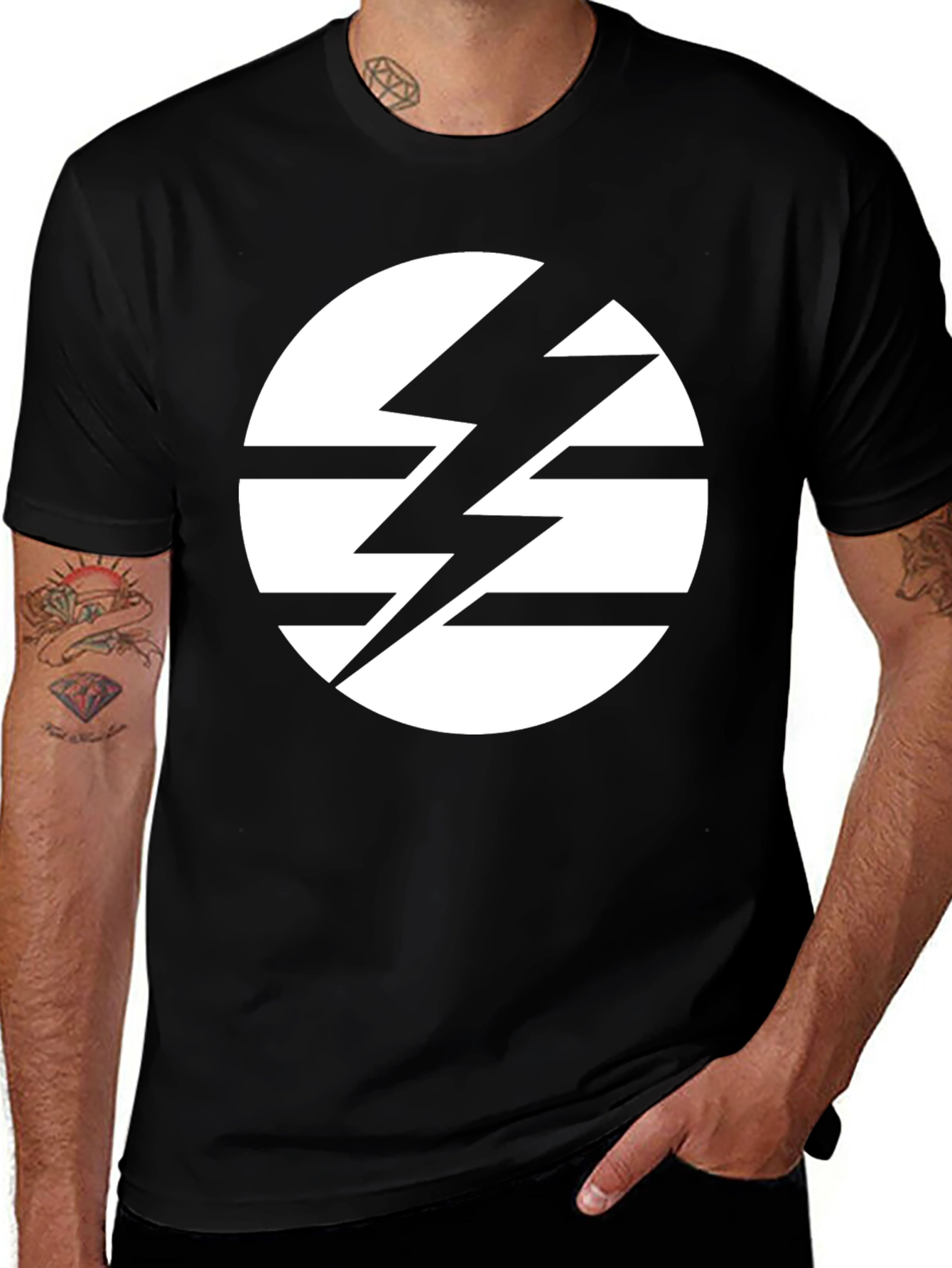 Variant 17 of Striking Lightning Bolt Circle Graphic Tee