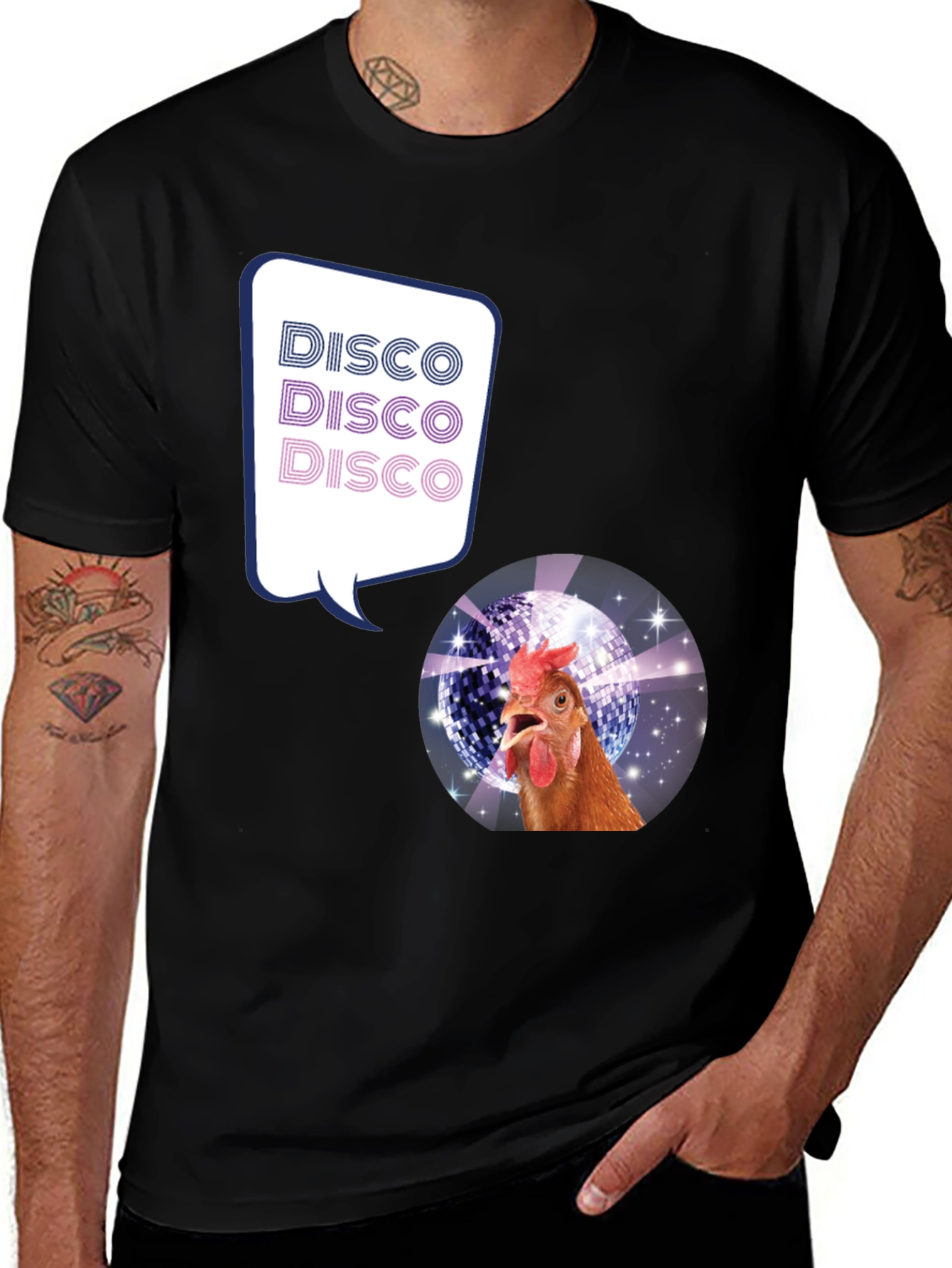 Variant 10 of Disco Chicken Graphic Tee - Funny Party Shirt