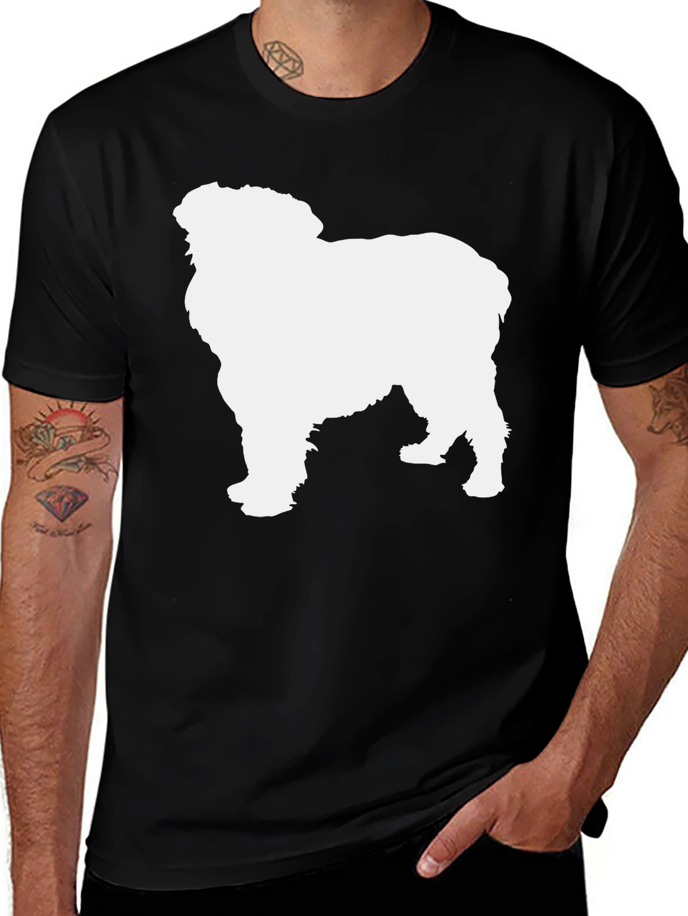 Variant 27 of Dog Silhouette T-Shirt - Black Cotton Tee