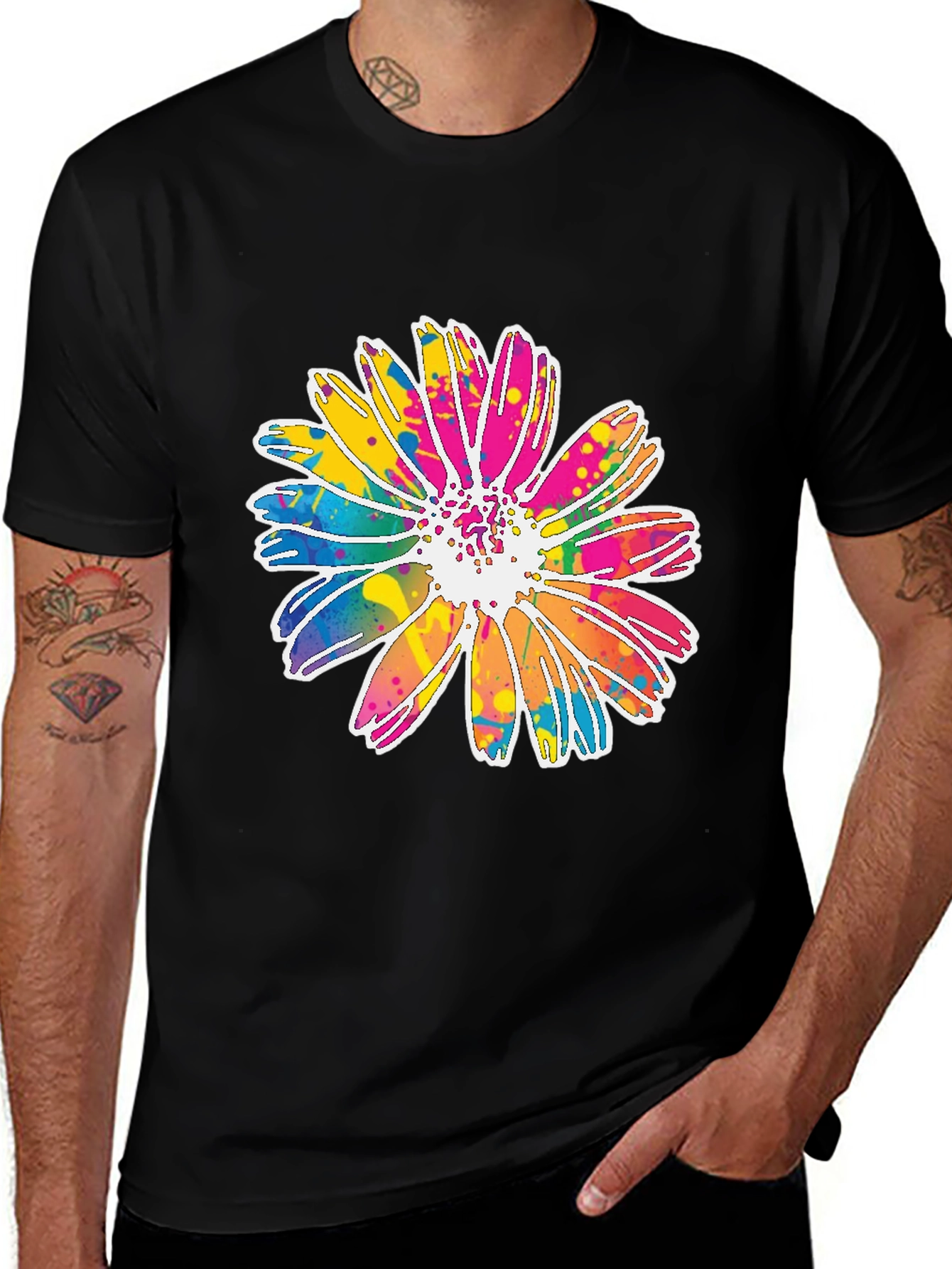 Variant 12 of Colorful Daisy Graphic Tee - Soft Cotton Blend
