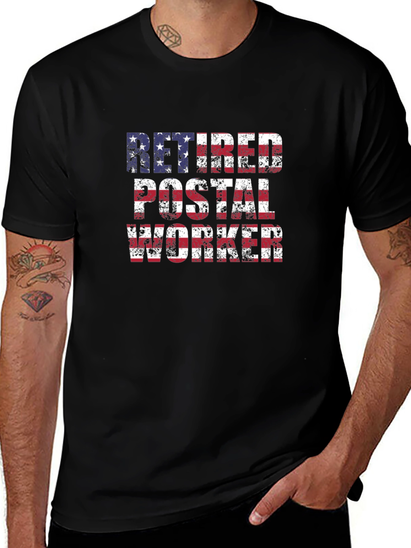 Retired Postal Worker USA Flag T-Shirt
