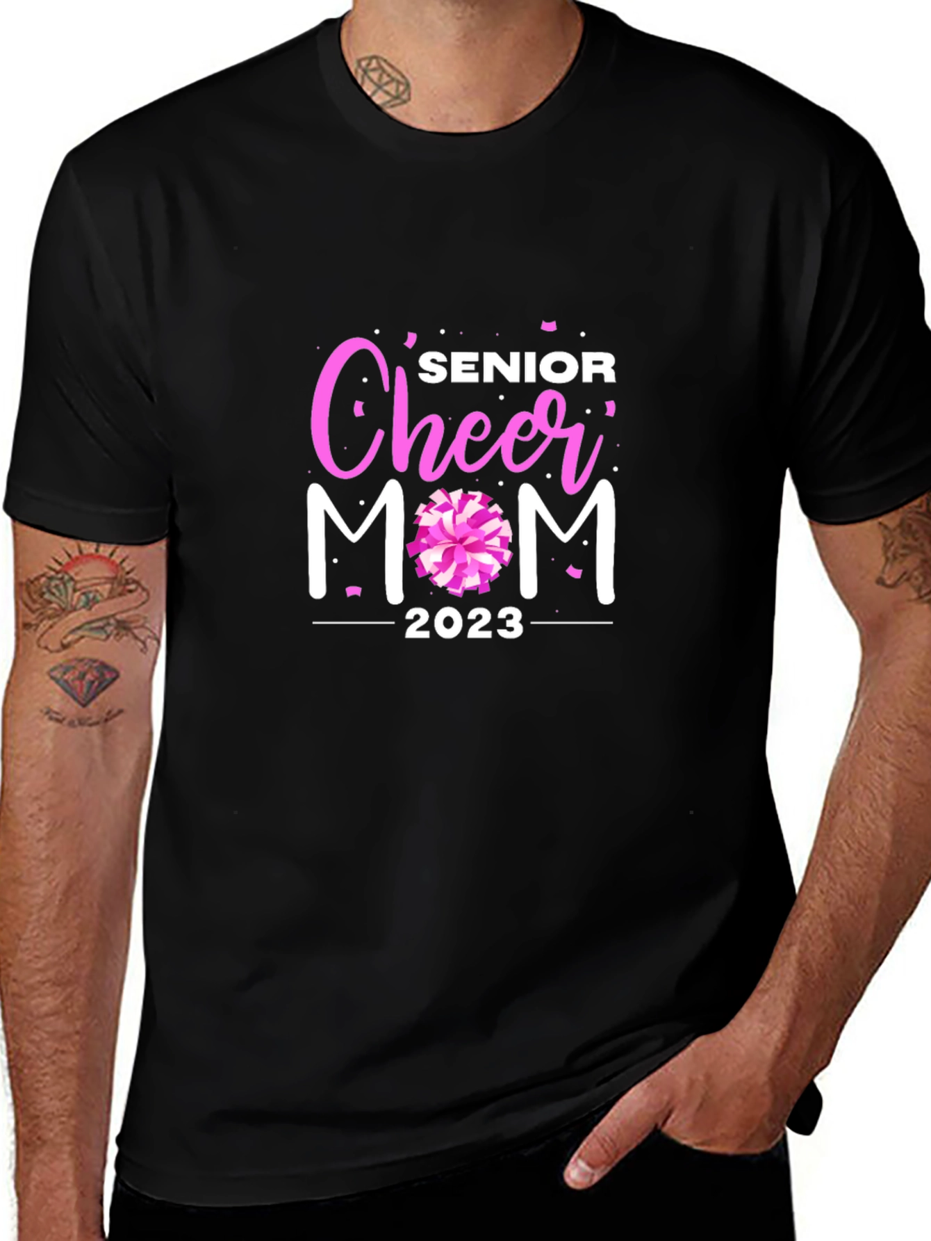 Variant 23 of Senior Cheer Mom 2023 Black T-Shirt