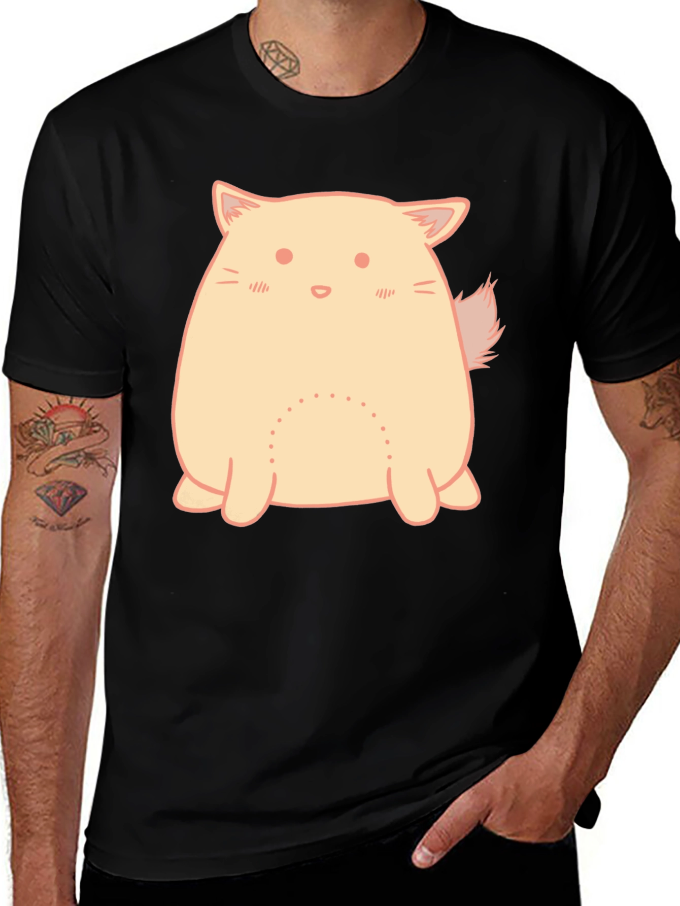 Variant 8 of Cute Cat Graphic Black T-Shirt