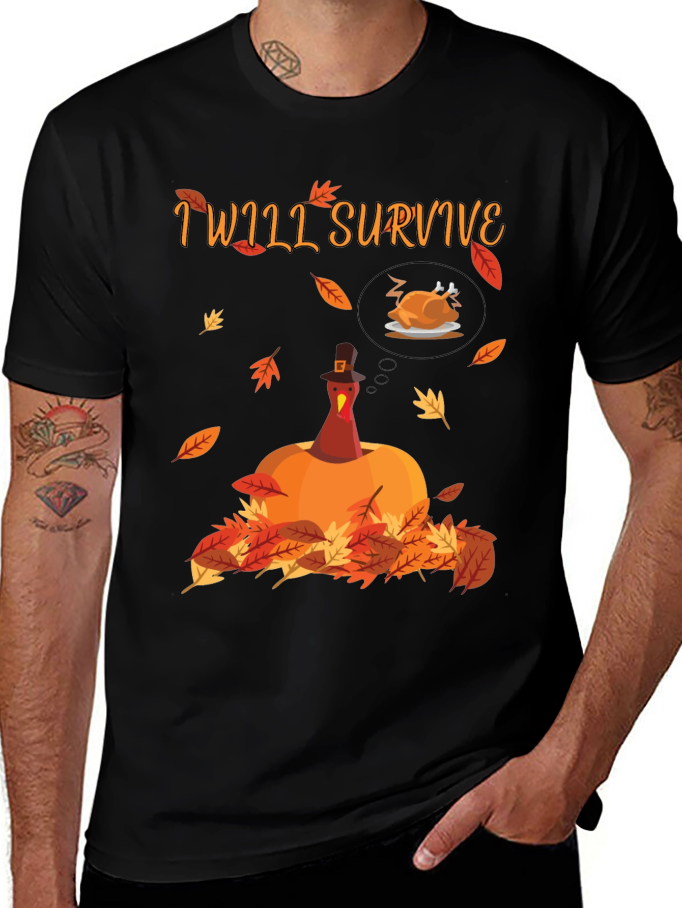 Variant 24 of Funny Thanksgiving Turkey T-Shirt - I Will Survive