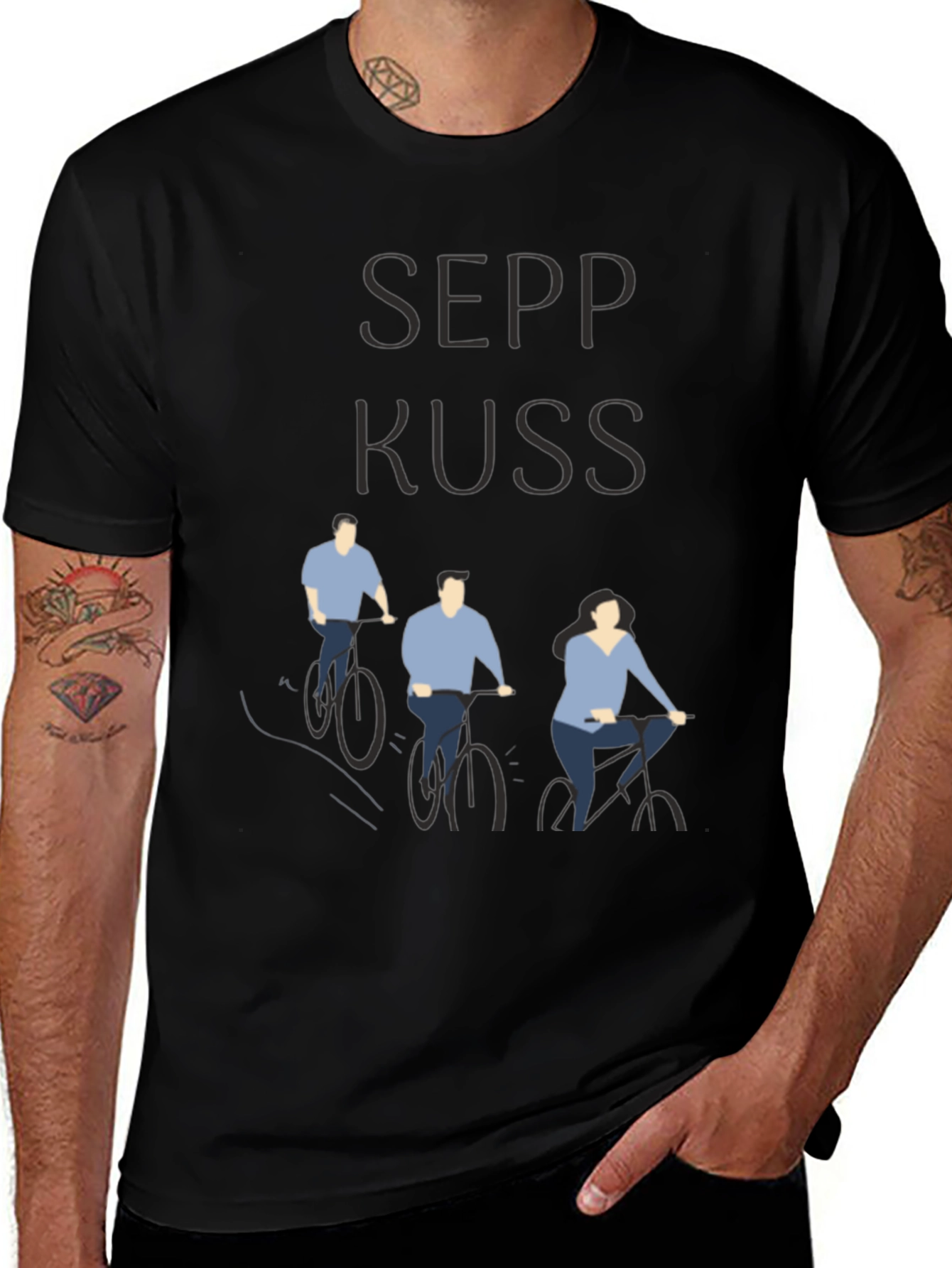 Variant 10 of Sepp Kuss Cycling Tee - Black Cotton Graphic T-Shirt