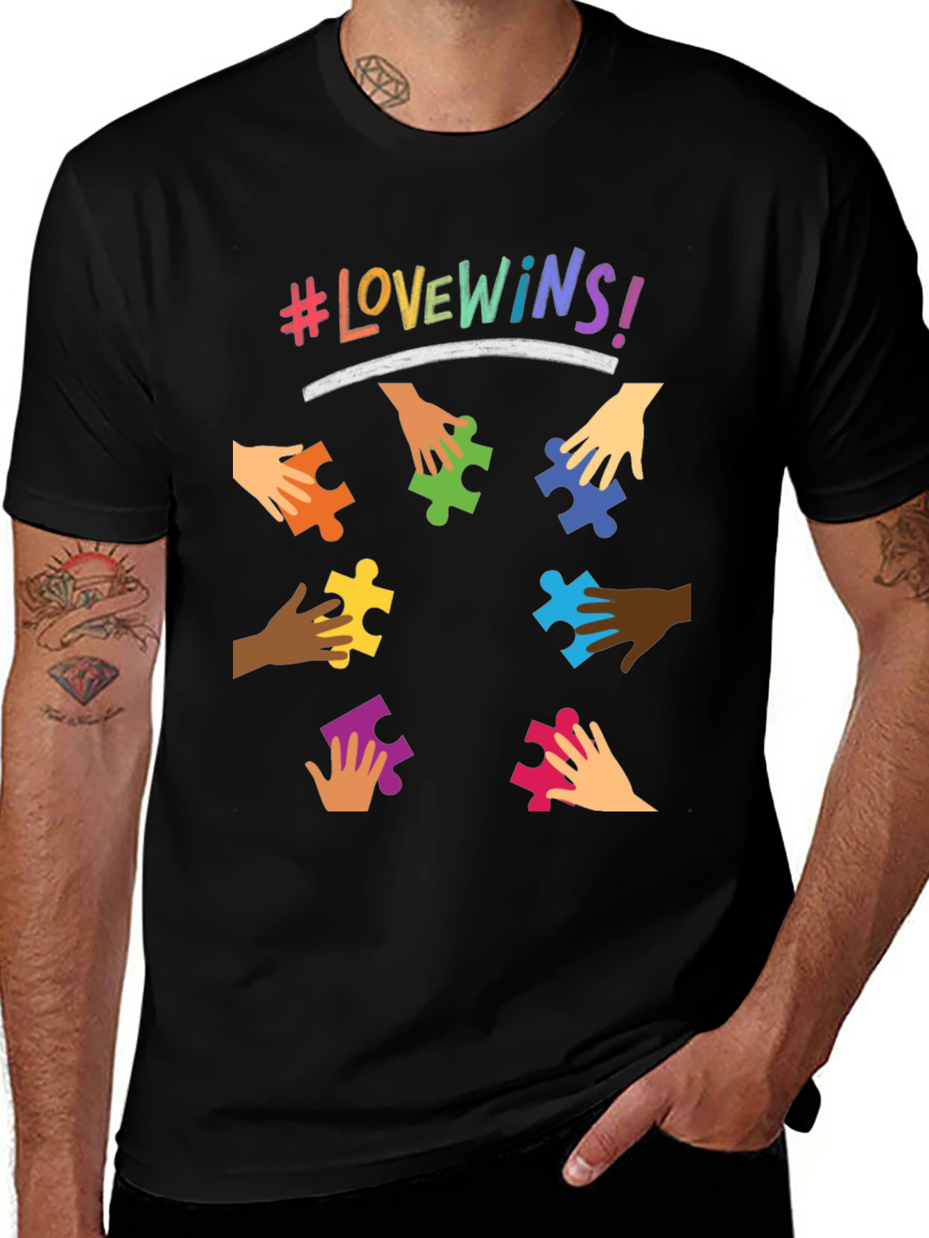 Variant 14 of Love Wins Puzzle Piece Graphic Tee