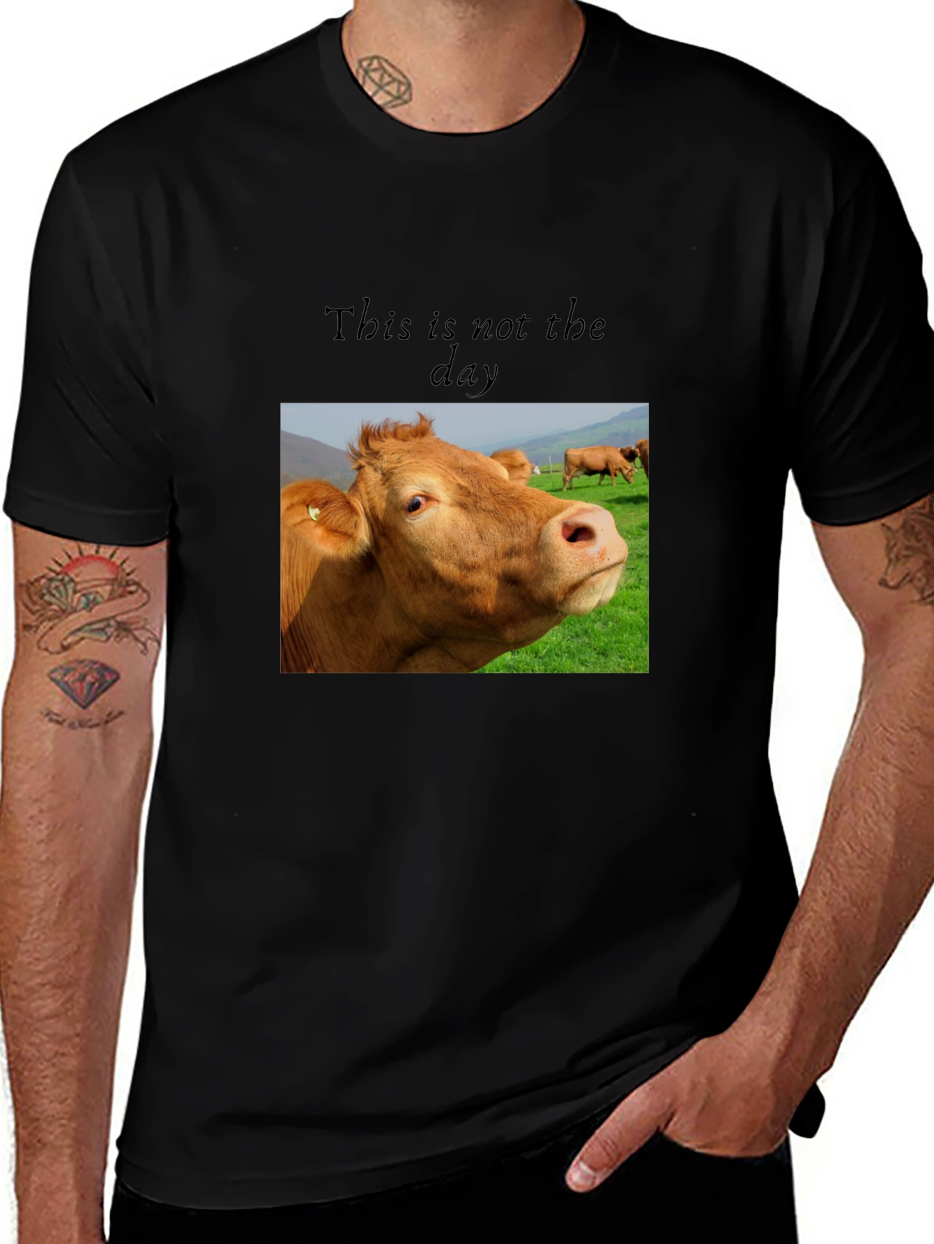Variant 26 of Cow Graphic T-Shirt - "This is not the day"