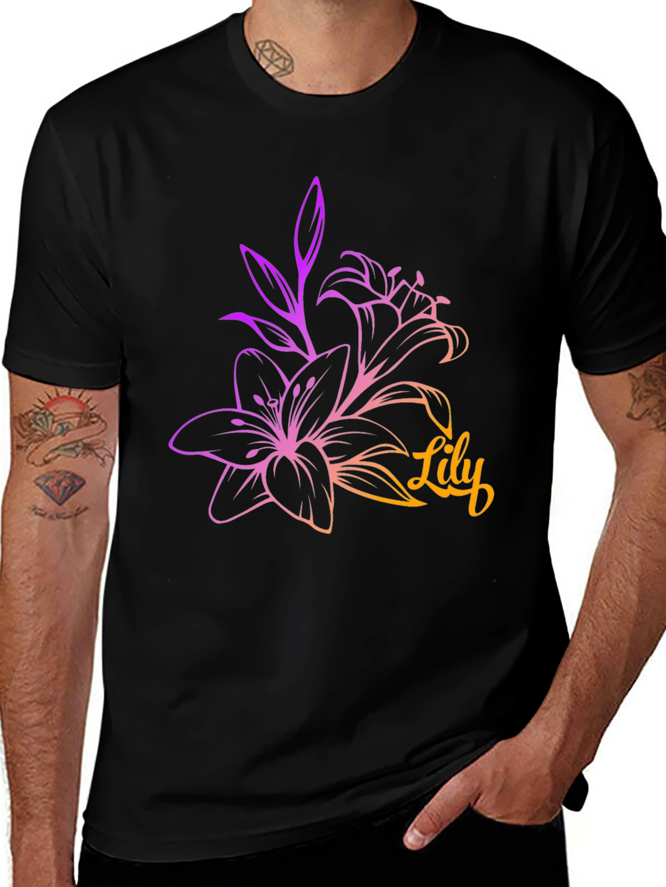 Variant 14 of Lily Floral T-Shirt - Gradient Design