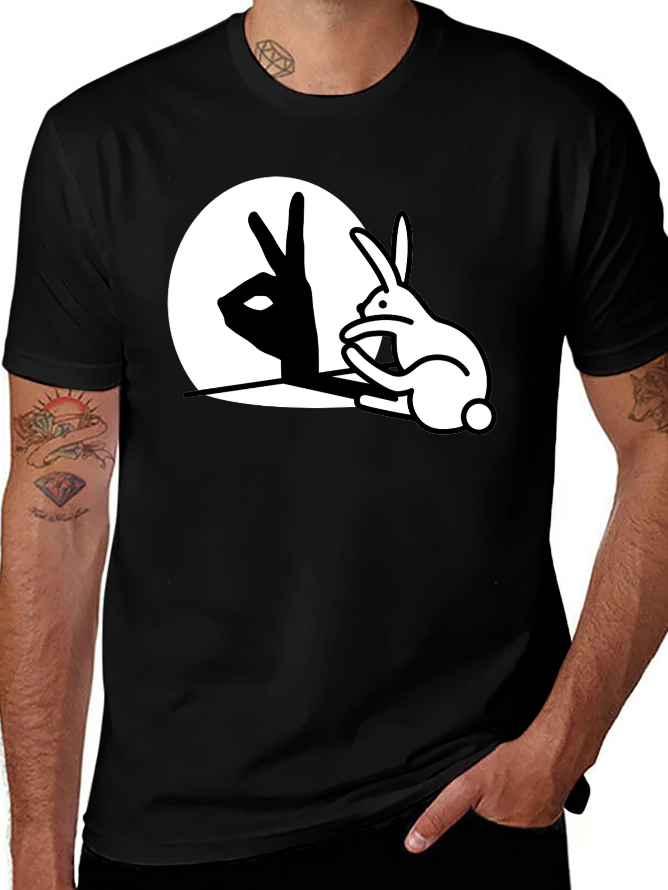 Variant 28 of Rabbit Shadow Hand Sign Graphic T-Shirt