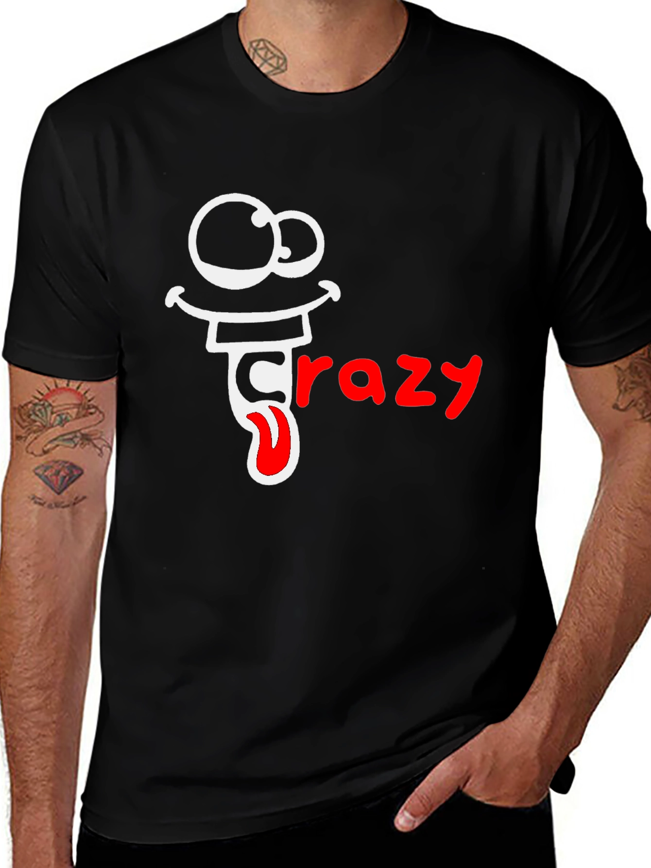 Variant 21 of Funny "Crazy" Graphic T-Shirt - Black