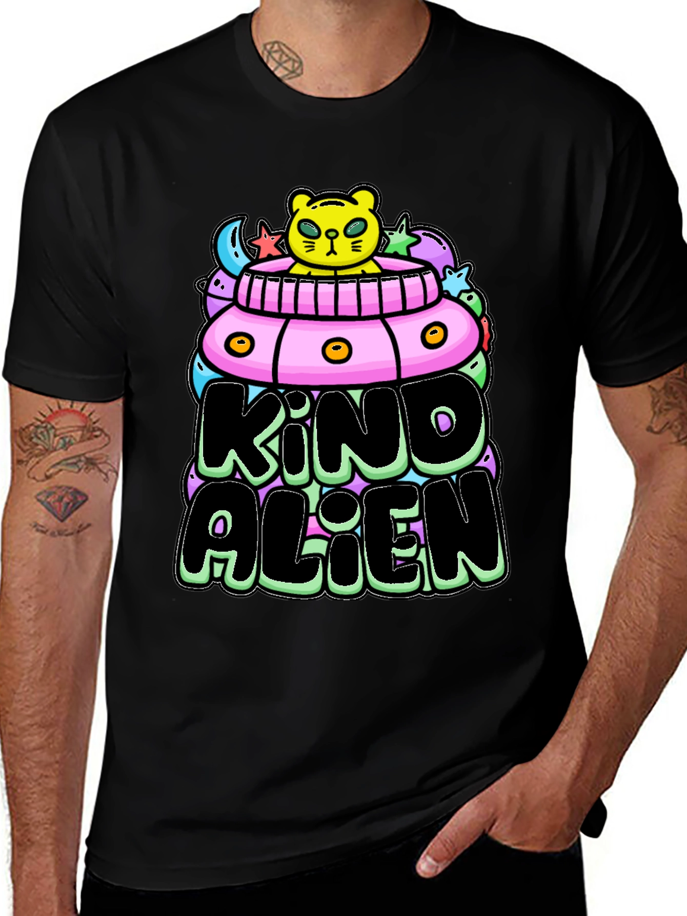 Kind Alien Graphic Tee - Black Unisex T-Shirt