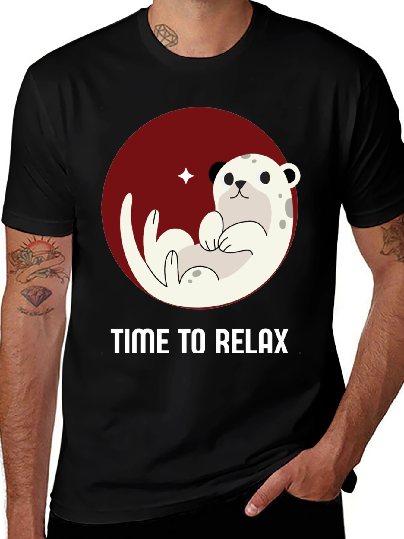 Variant 26 of Relaxing Otter Graphic Tee - Black