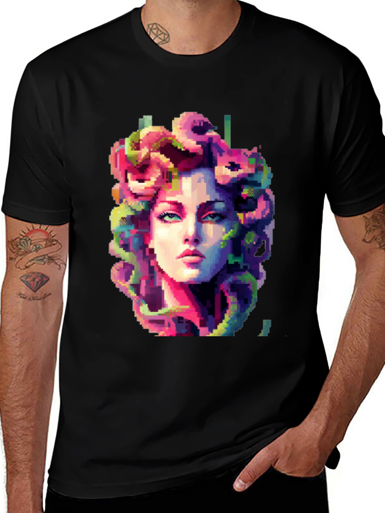 Variant 20 of Medusa Pixel Art Graphic Tee