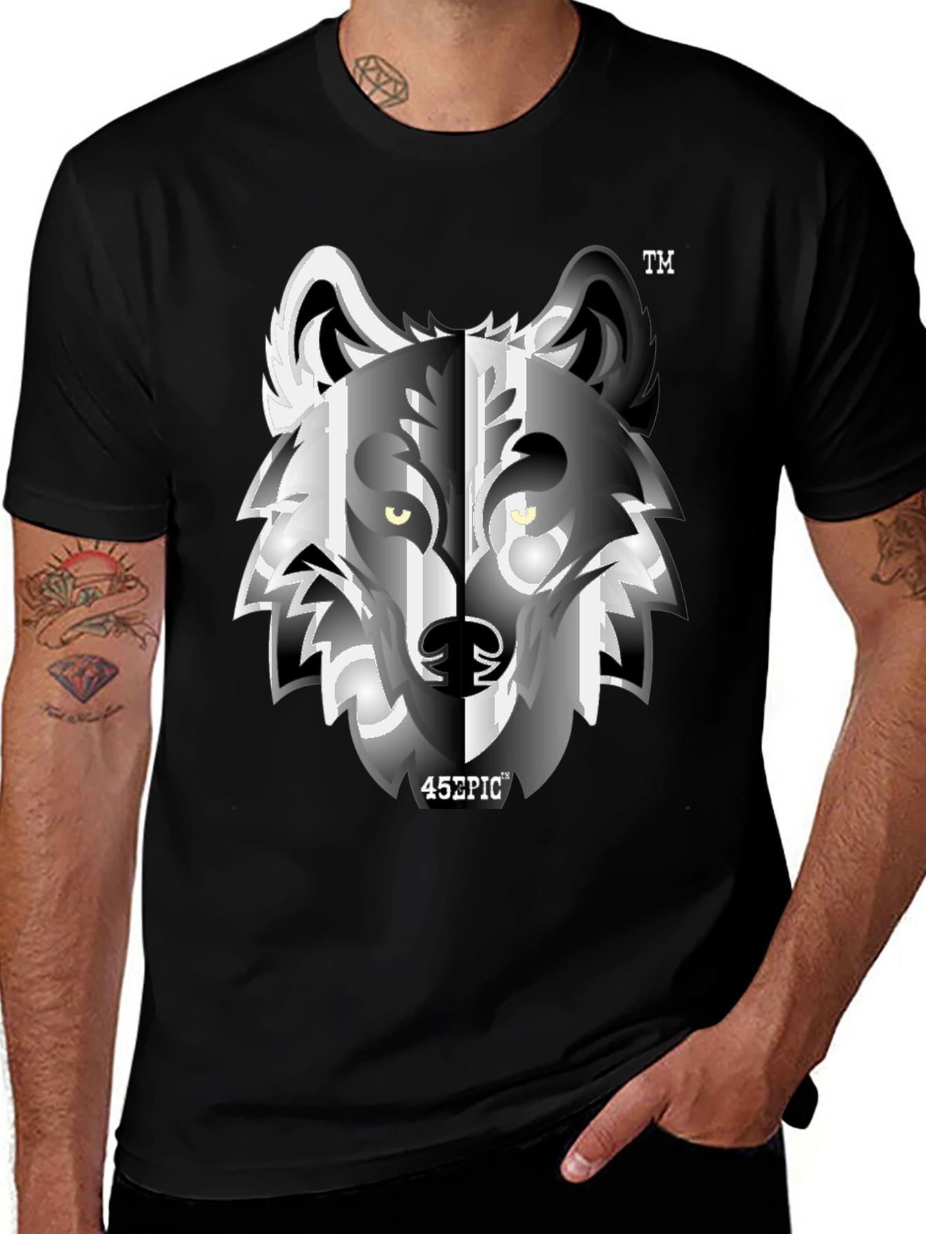 Variant 6 of Cool Wolf Graphic Print Black T-Shirt
