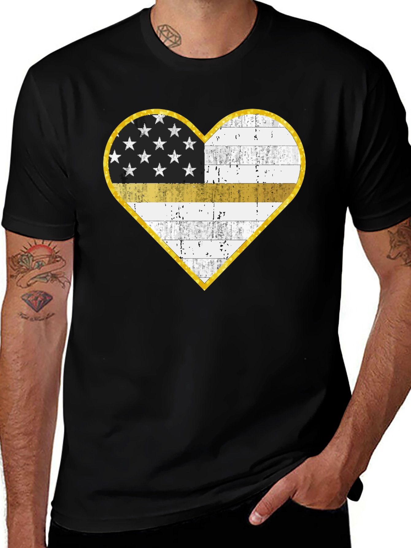 Variant 26 of Thin Yellow Line Heart Flag Graphic T-Shirt