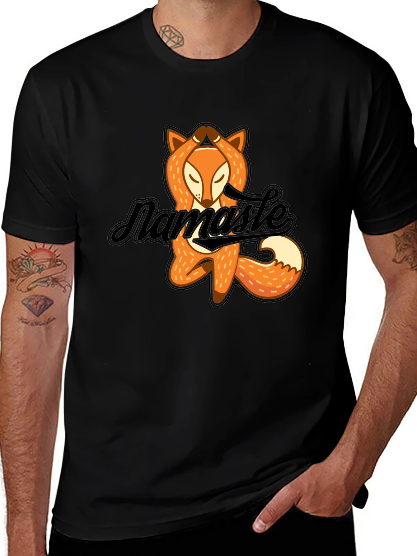Variant 17 of Namaste Yoga Fox Black T-Shirt