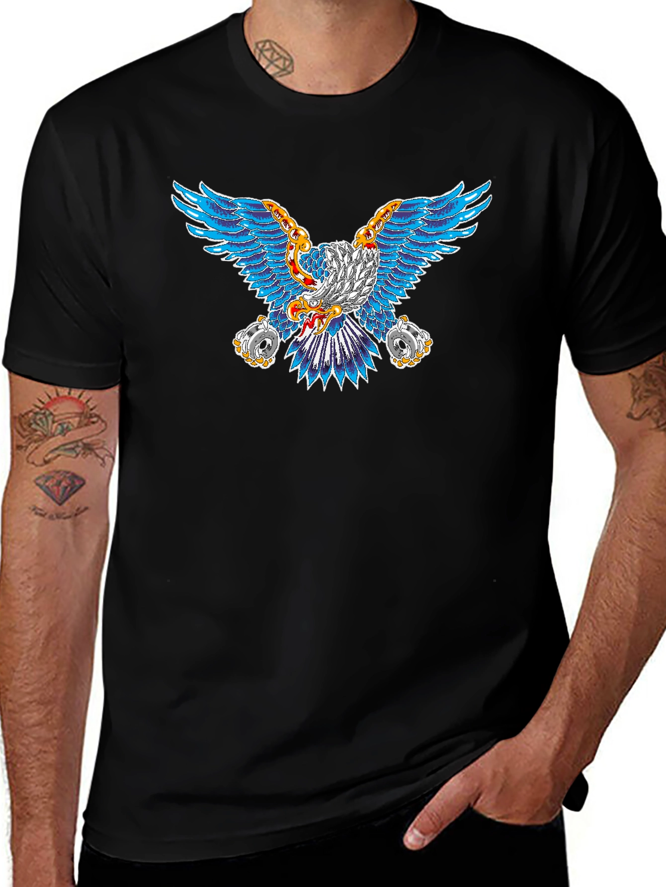 Variant 14 of Eagle Graphic Print Black T-Shirt