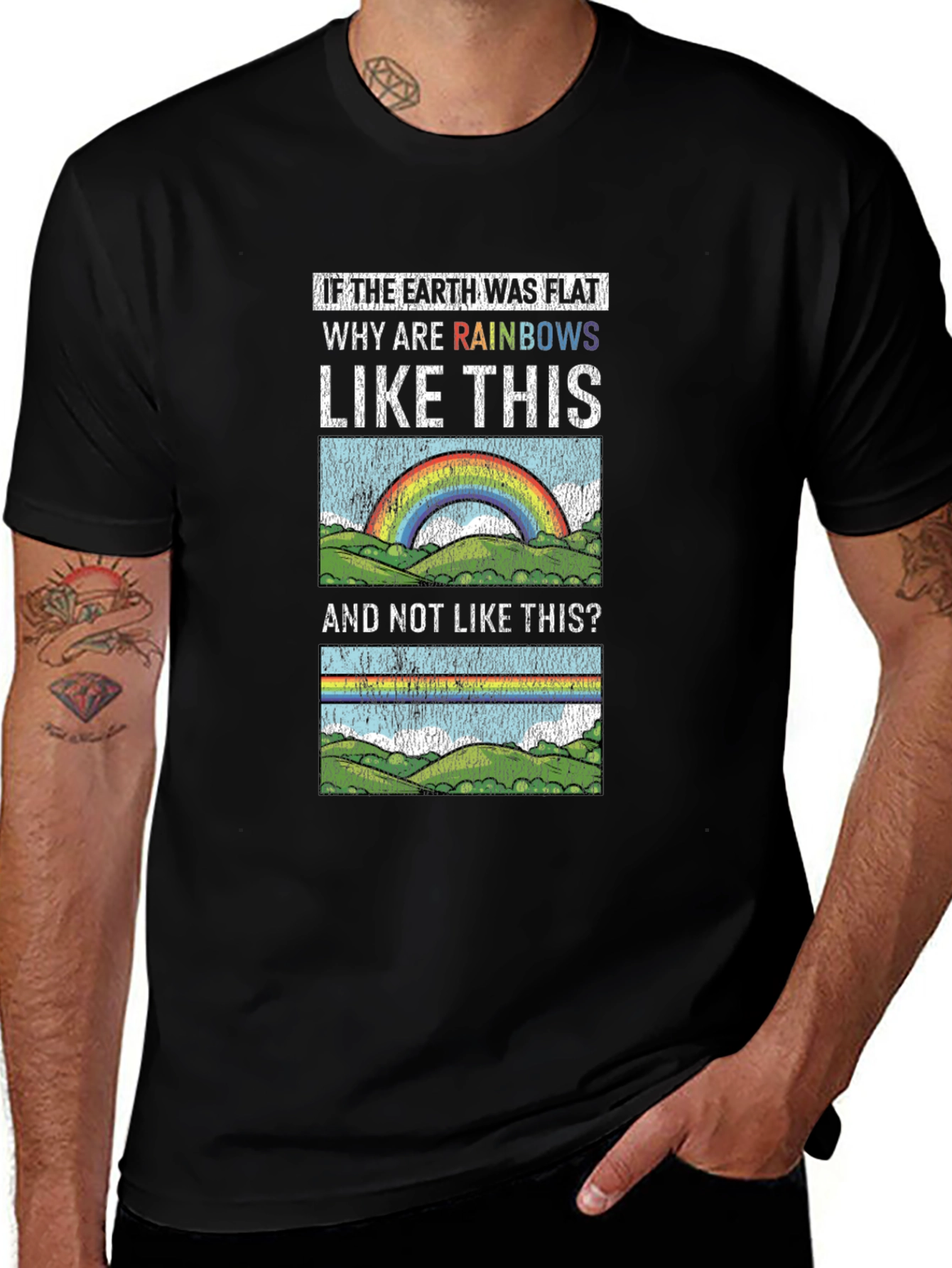 Variant 9 of Flat Earth Rainbows Graphic T-Shirt