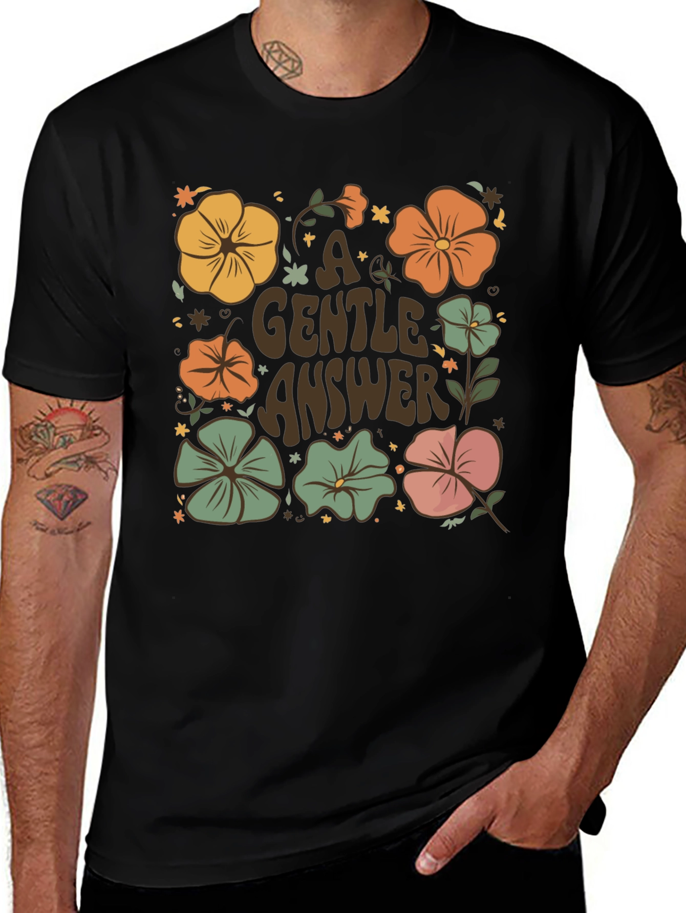 Variant 8 of Floral "A Gentle Answer" Graphic Tee