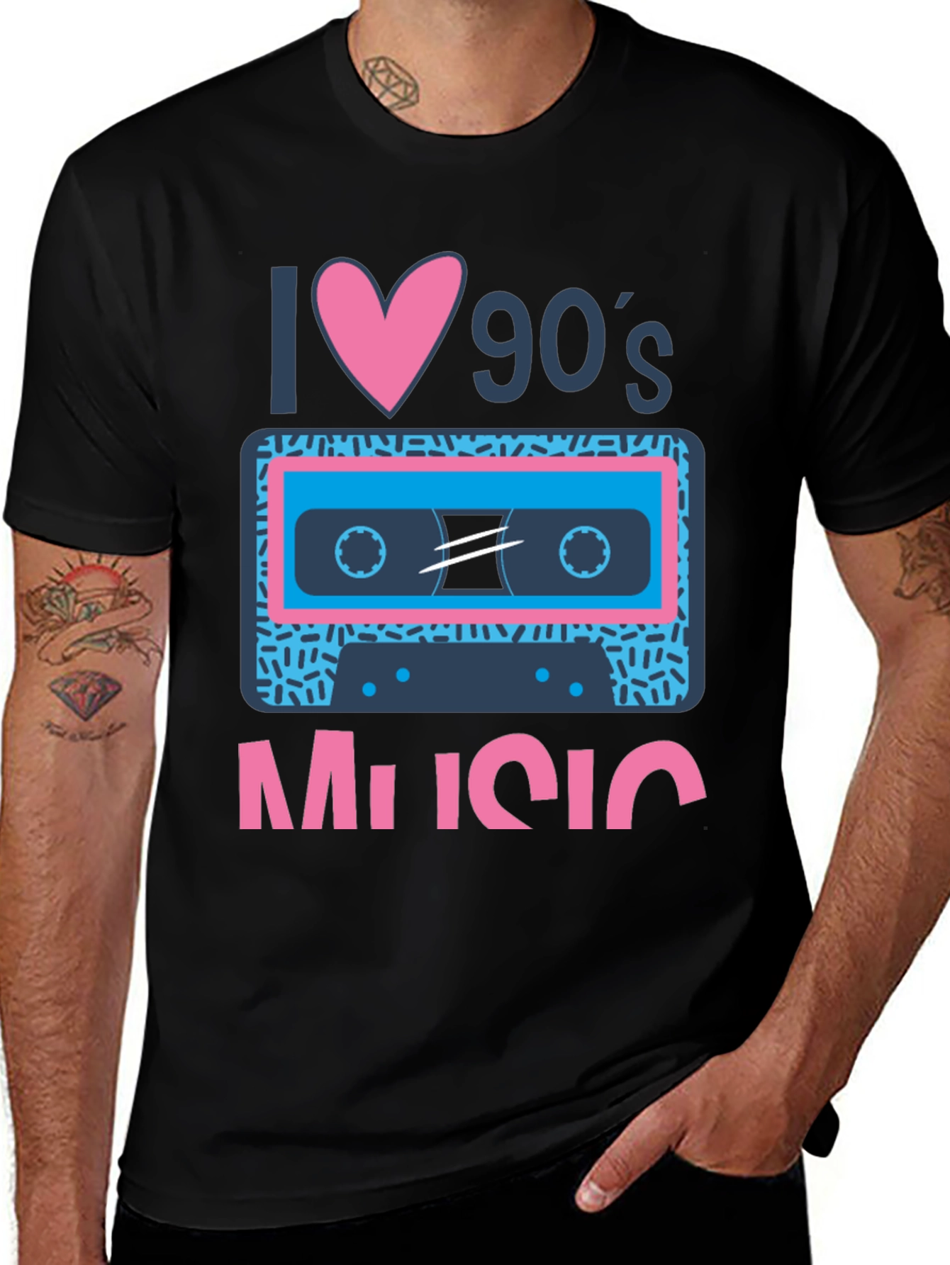 I Love 90's Music T-Shirt - Retro Cassette Design