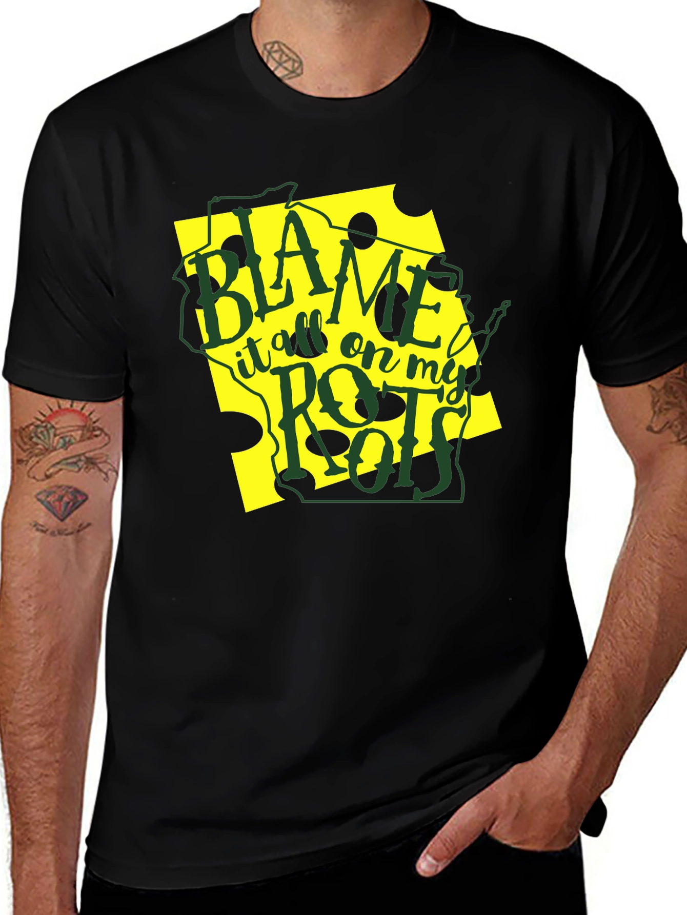 Variant 10 of Blame It On My Roots Black T-Shirt