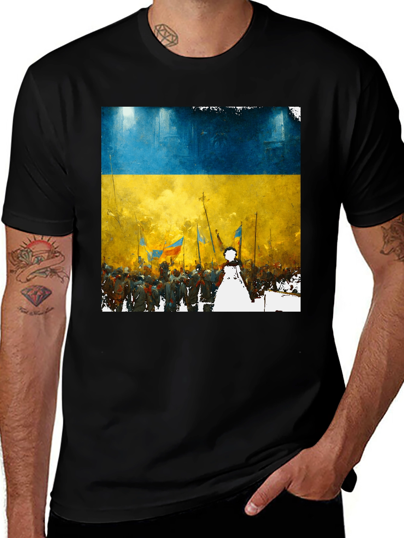 Ukraine Flag T-Shirt - Artistic Design