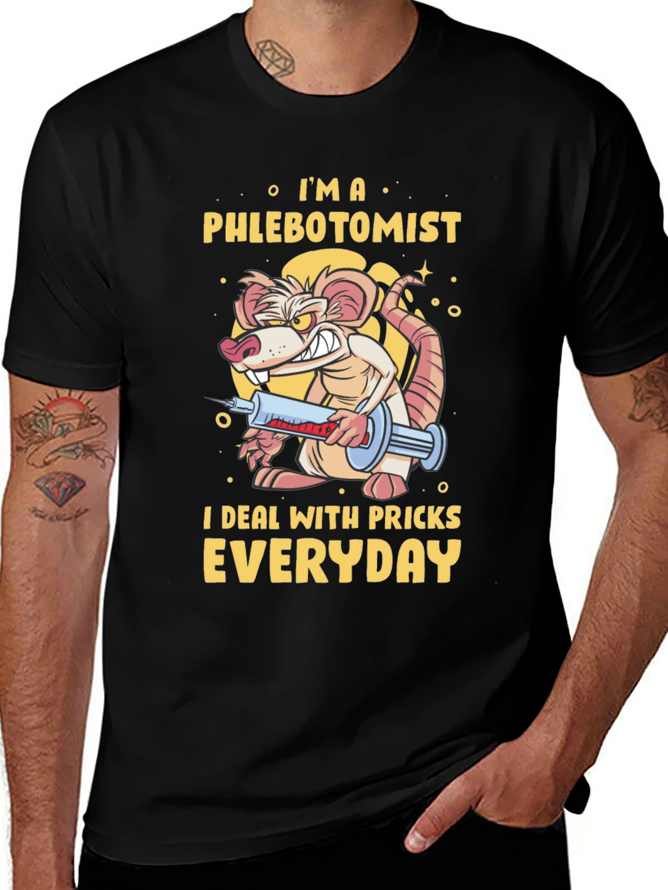 Variant 7 of Phlebotomist Rat T-Shirt - I Deal With Pricks Everyday