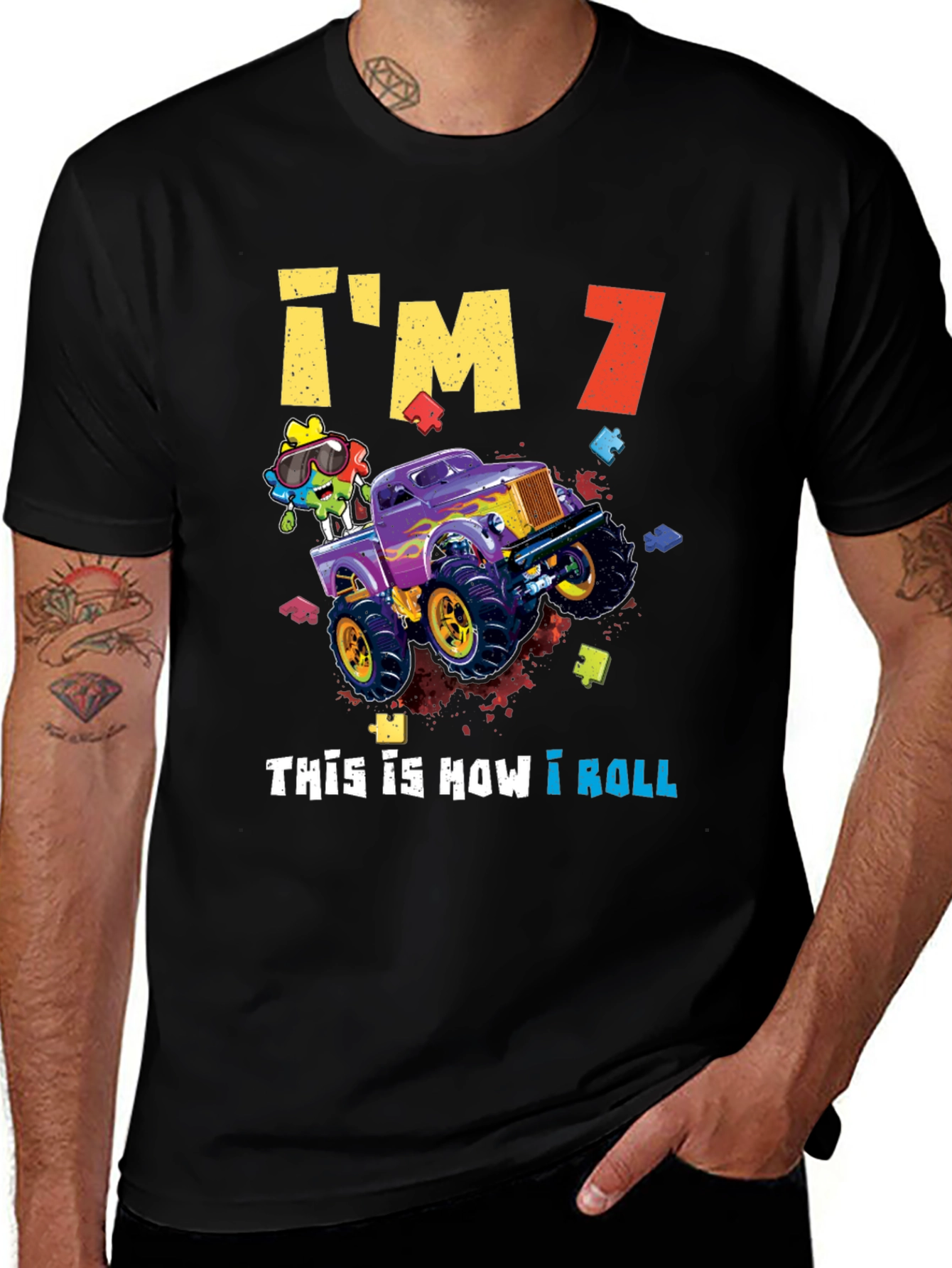Variant 25 of I'm 7! Monster Truck Birthday Shirt