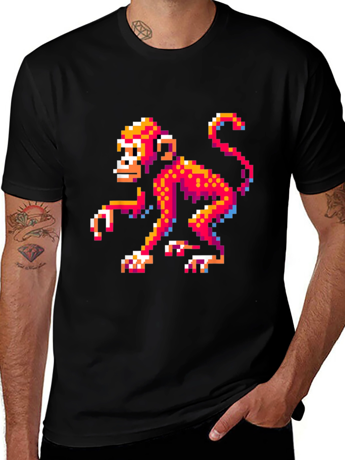 Pixel Monkey Graphic Tee - Retro Gaming Style