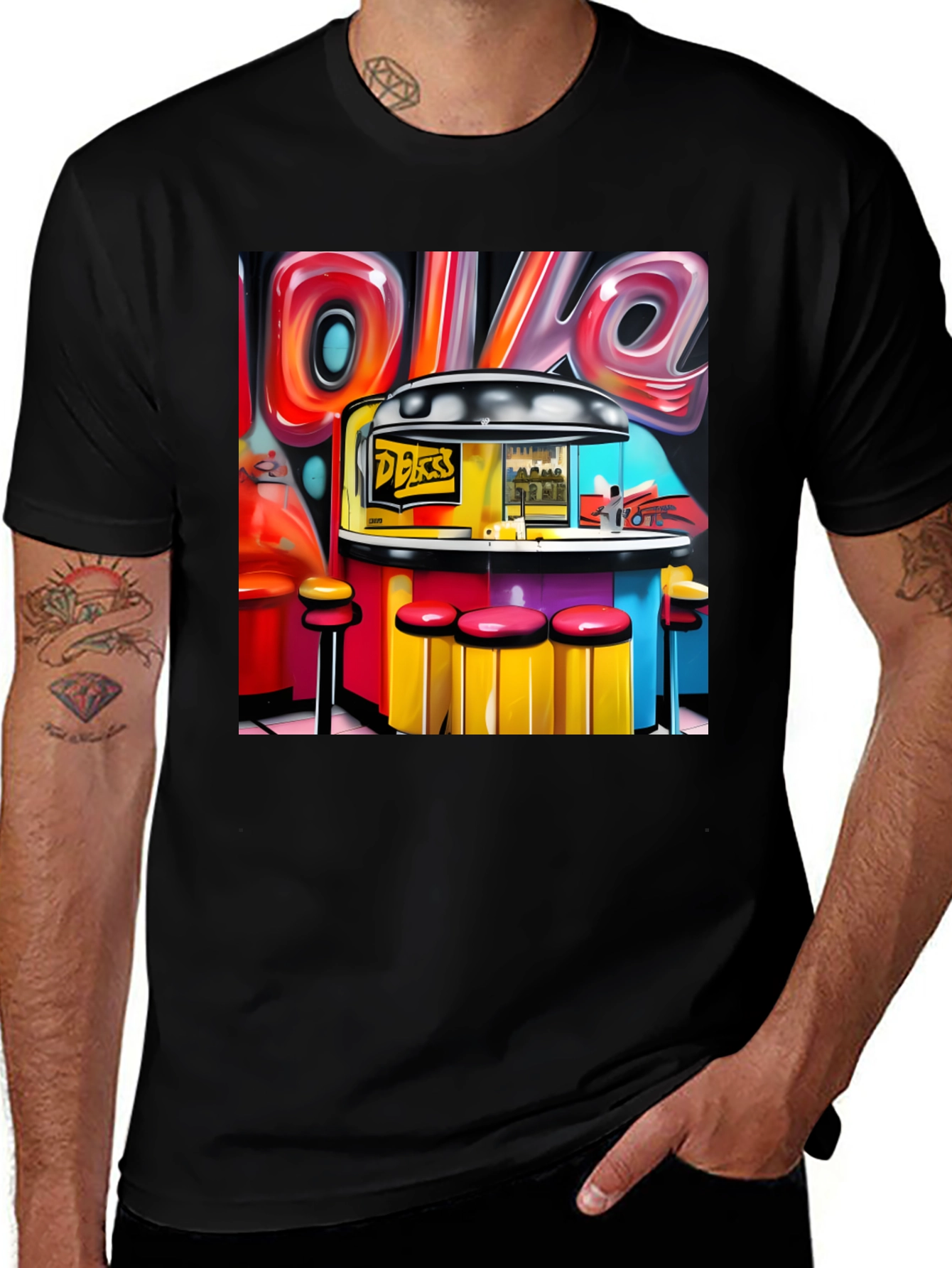 Variant 14 of Diner Graffiti T-Shirt - Retro Style