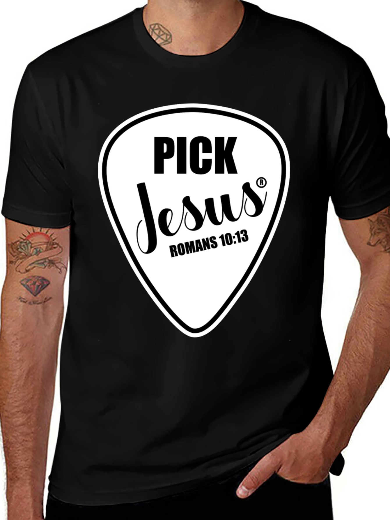 Pick Jesus Romans 10:13 Black T-Shirt