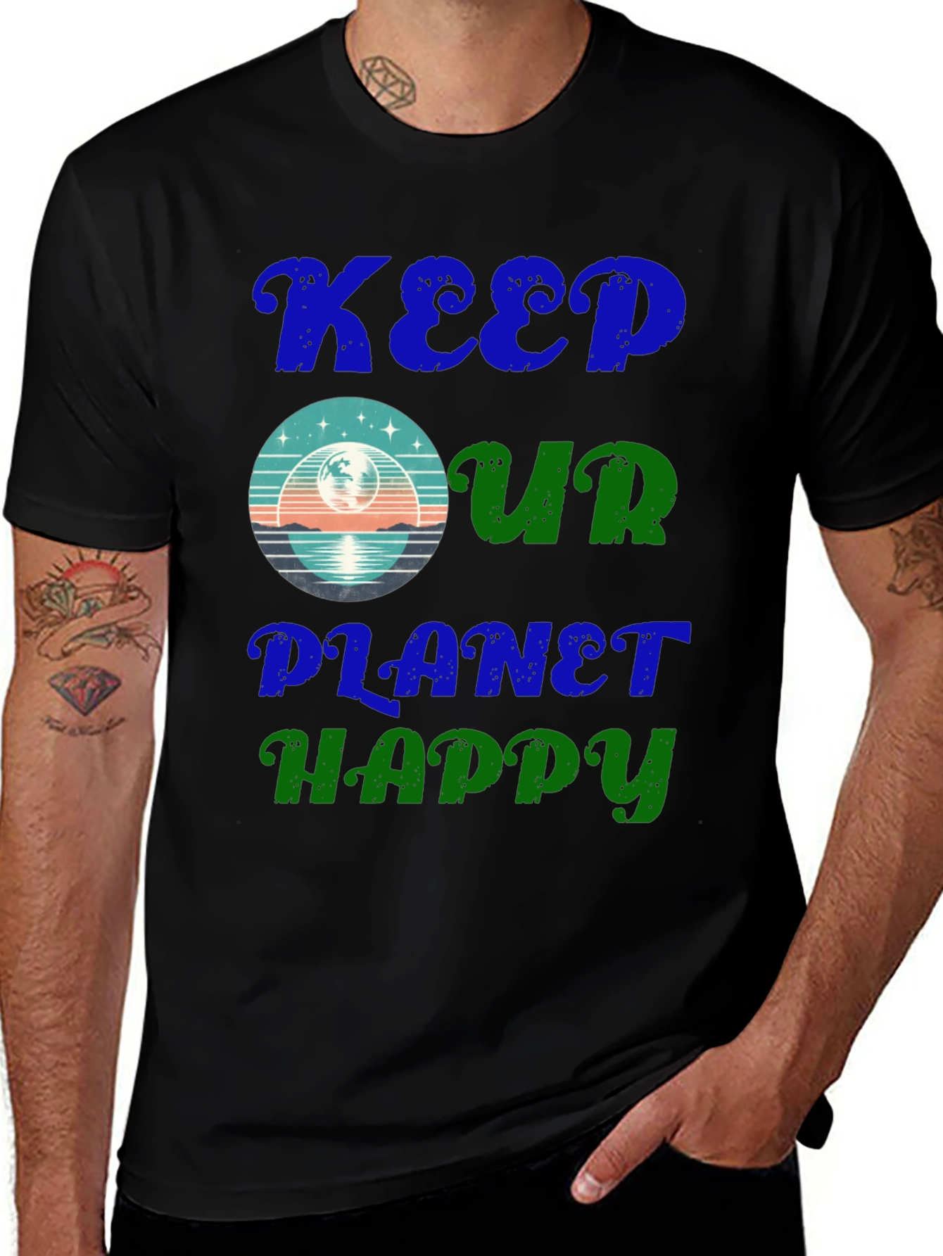 Variant 20 of Keep Our Planet Happy Graphic Tee - Eco Friendly Fashion