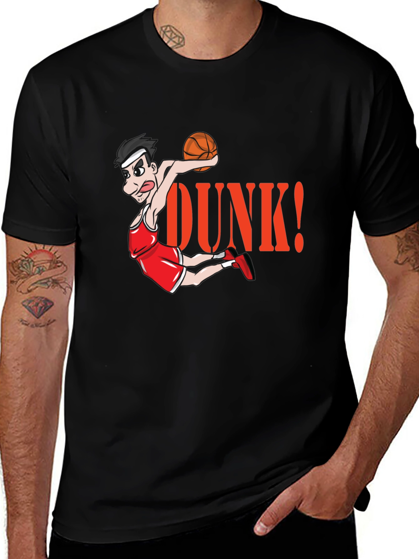 Variant 13 of Dunk! Basketball Graphic T-Shirt - Black Cotton Tee