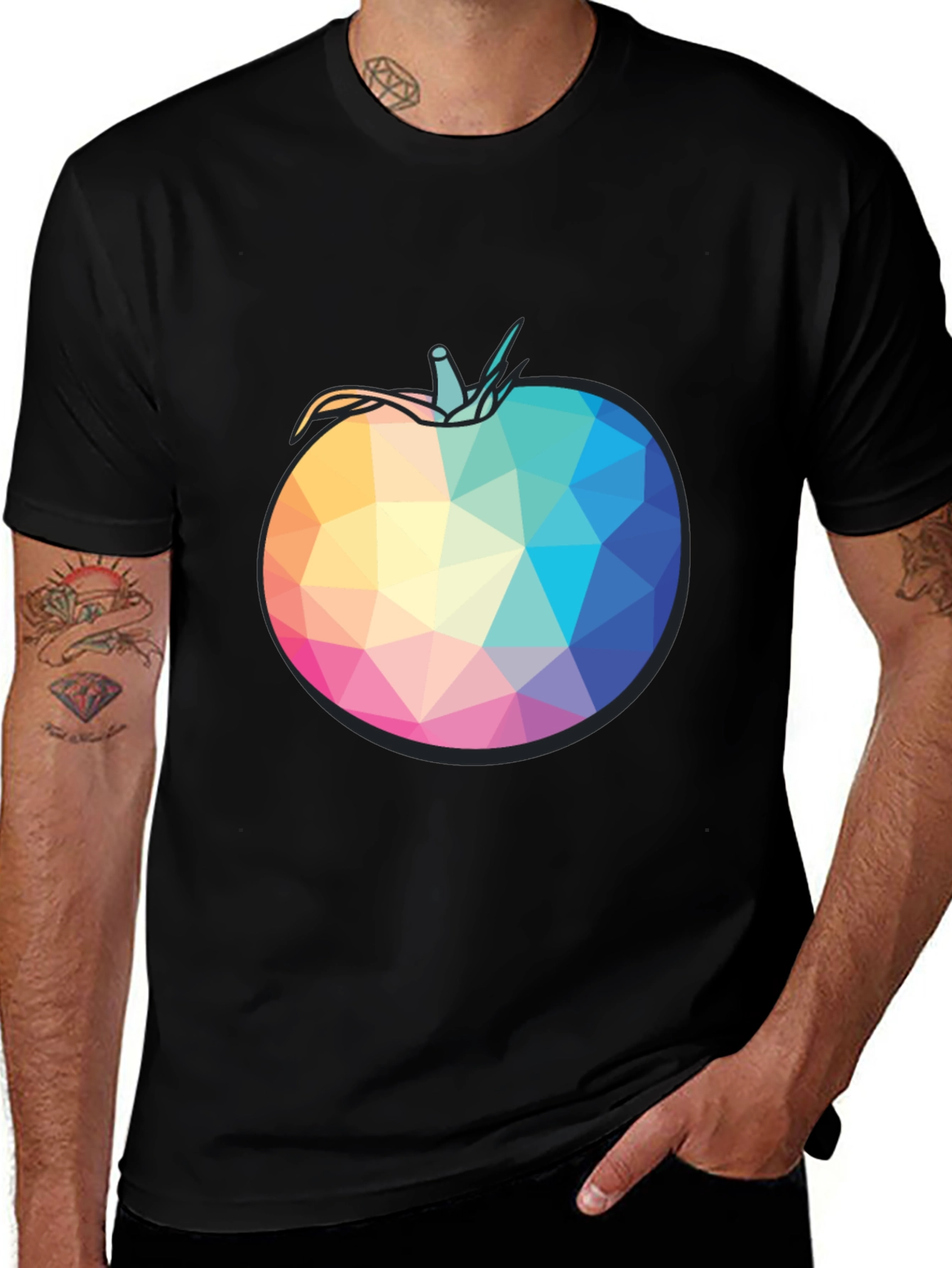 Black Geometric Tomato Black T-Shirt main image