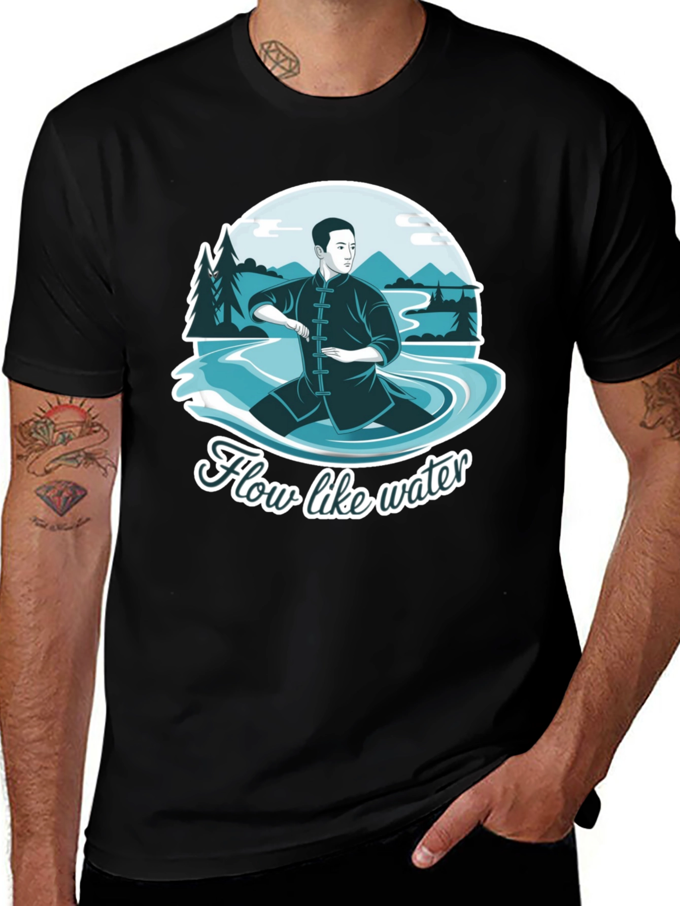 Variant 7 of Flow Like Water T-Shirt - Martial Arts Inspired Design