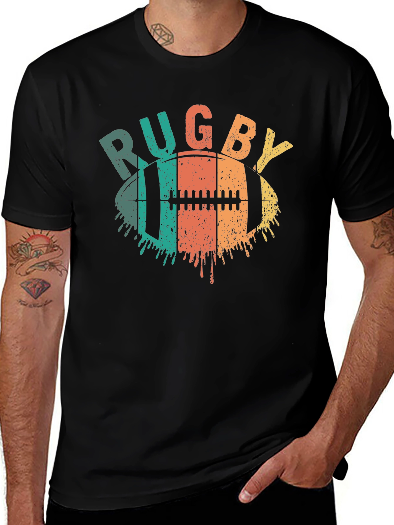 Variant 8 of Rugby Ball Graphic Tee - Vintage Style