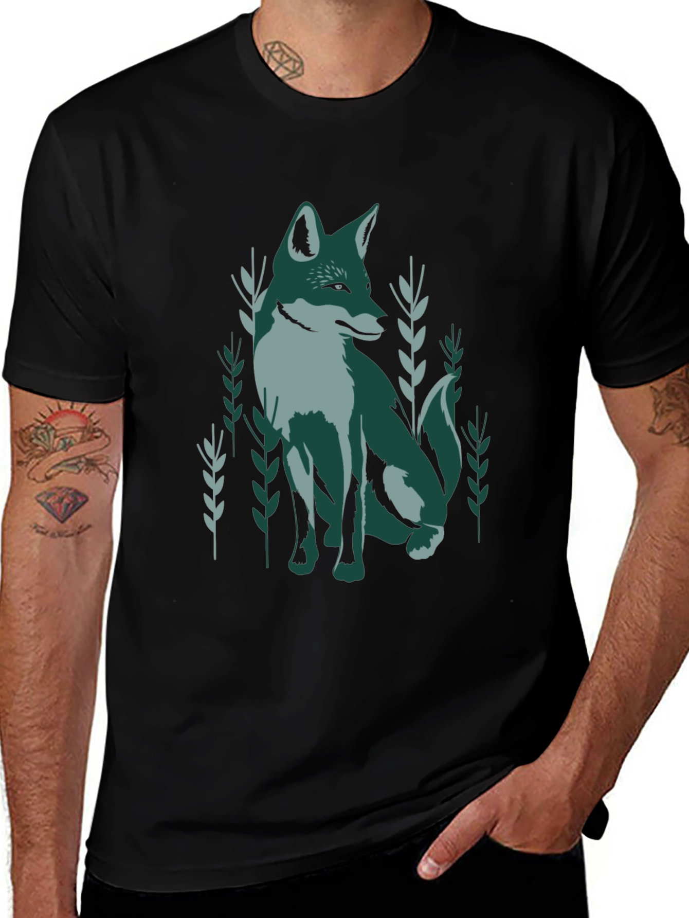 Variant 18 of Fox Graphic Print Crew Neck T-Shirt