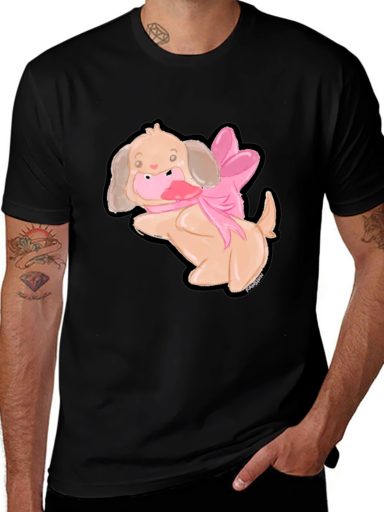 Variant 2 of Cute Dog T-Shirt with Pink Bow