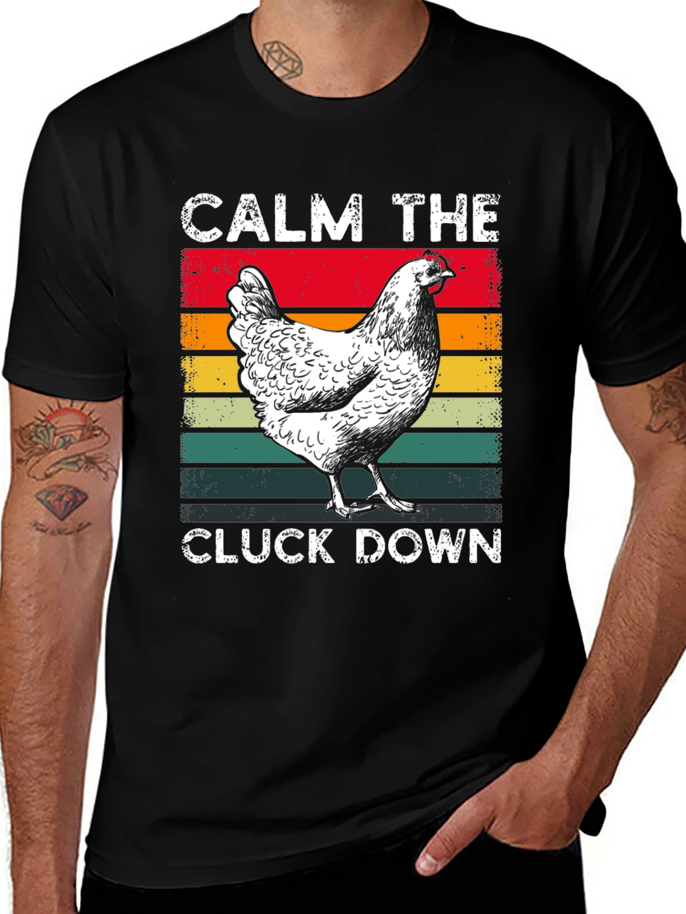 Variant 21 of Calm the Cluck Down Chicken Graphic Tee