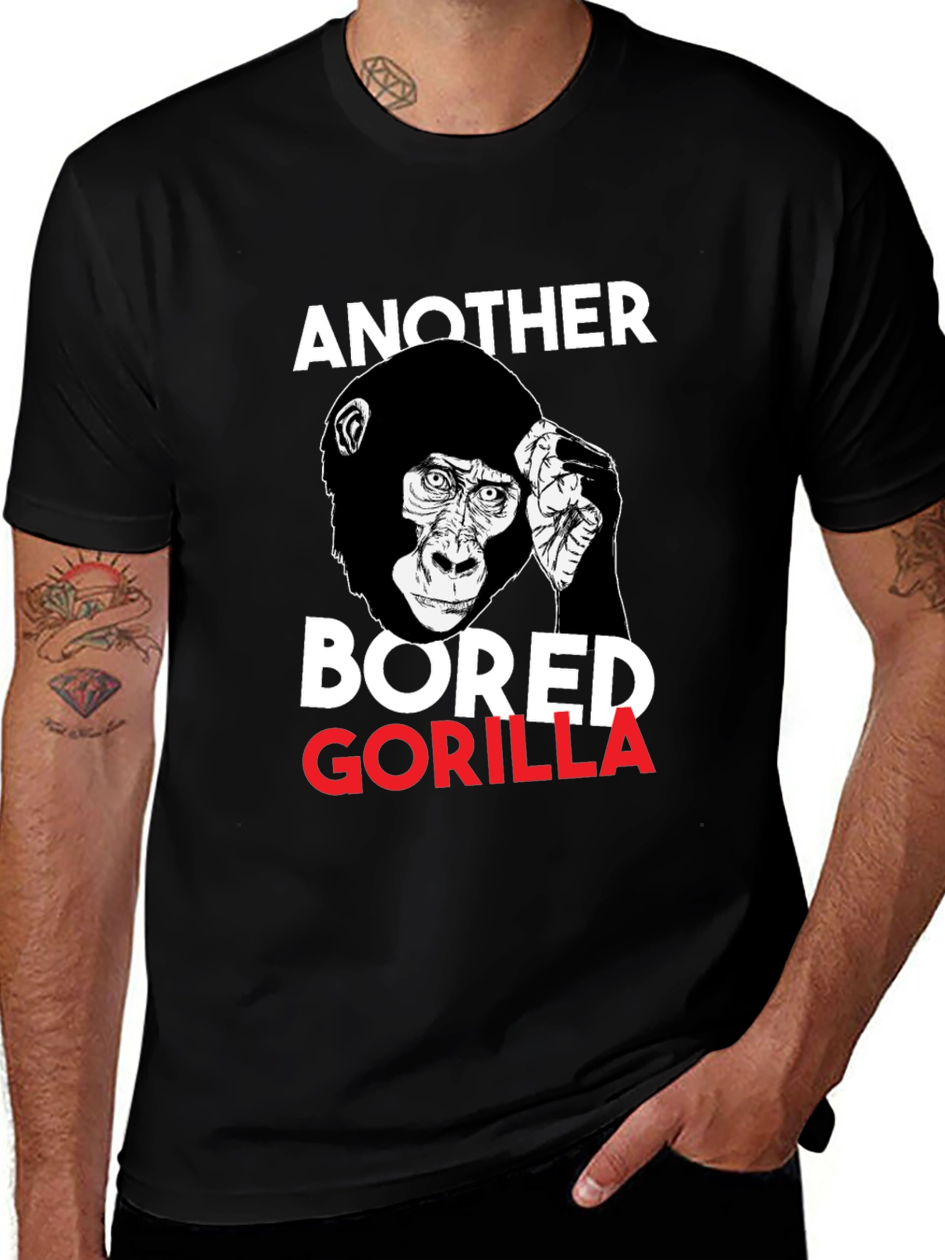 Black Bored Gorilla Graphic Tee - Unisex Black T-Shirt main image