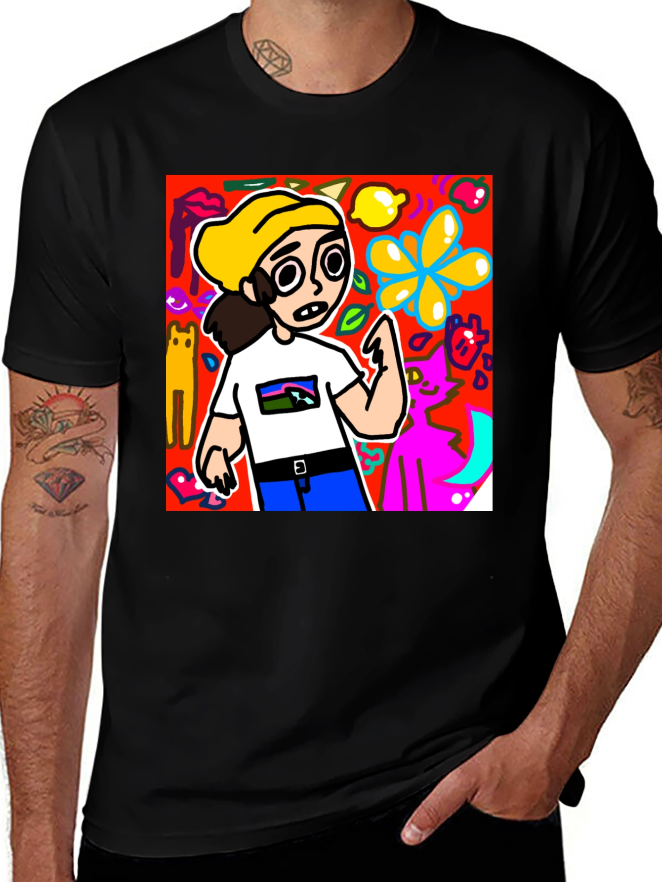 Variant 8 of Cartoon Style Graphic T-Shirt - Quirky Design