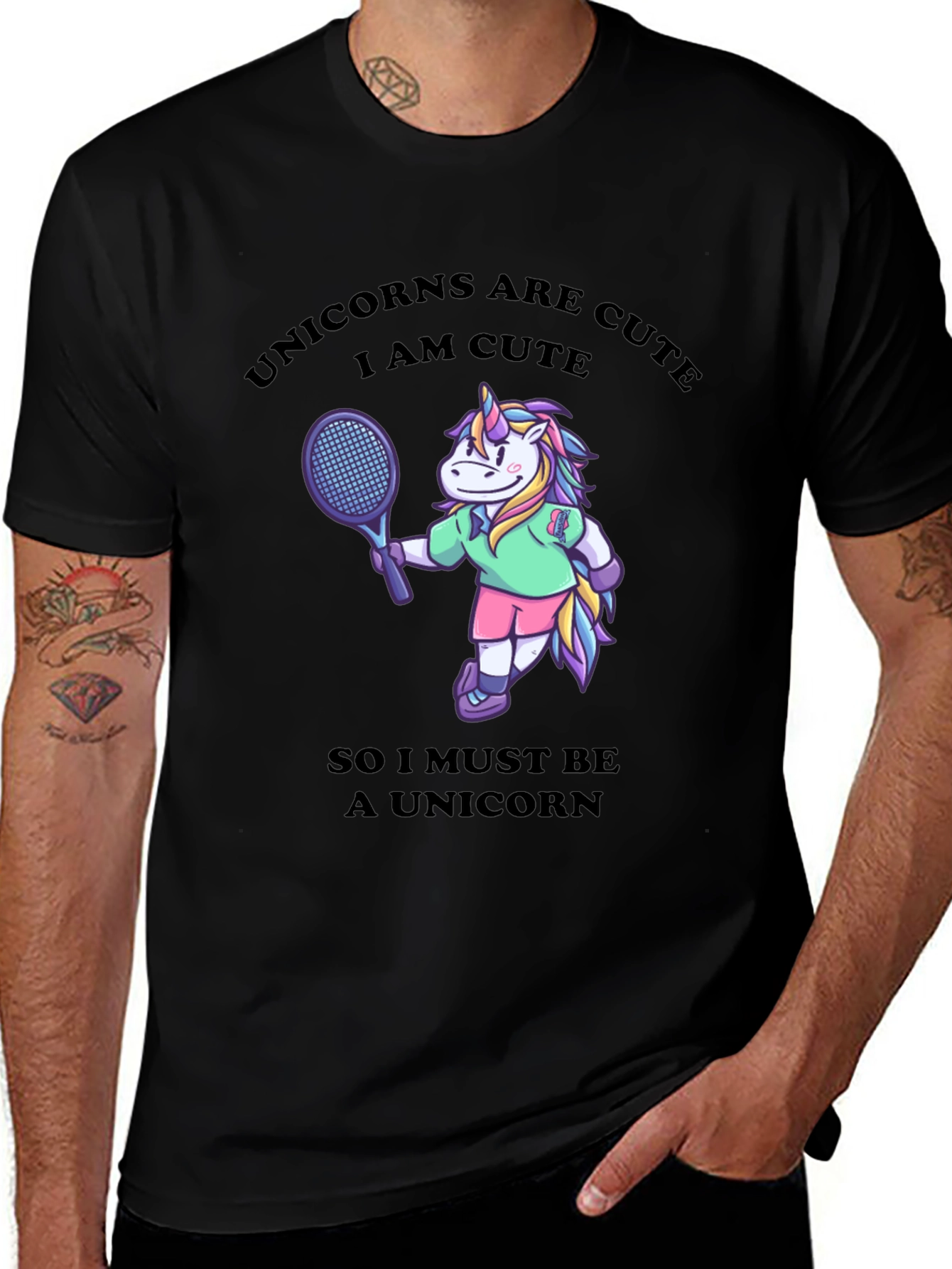 Variant 7 of Unicorn Tennis Player Graphic T-Shirt - Cute & Unique Design