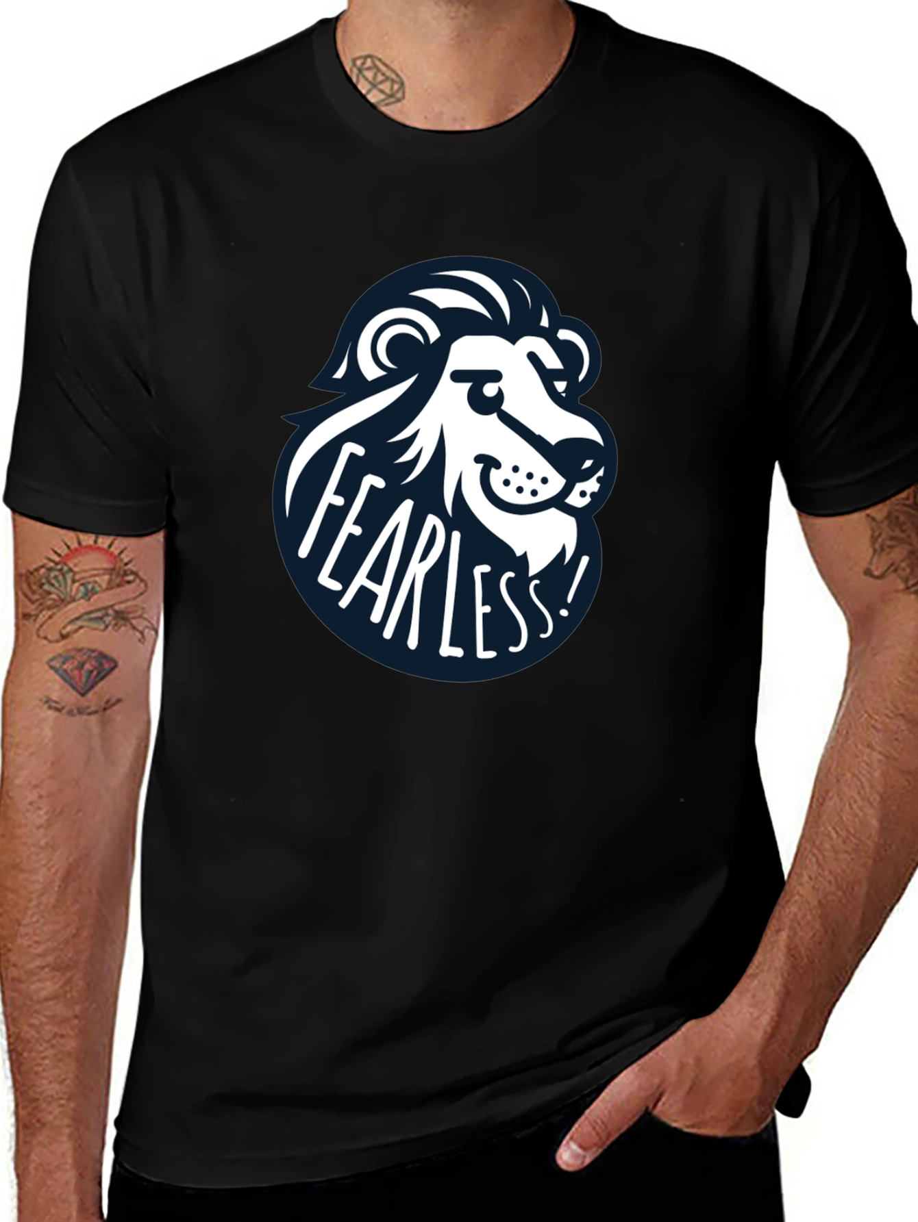 Variant 20 of Fearless Lion Graphic Tee - Black Cotton T-Shirt