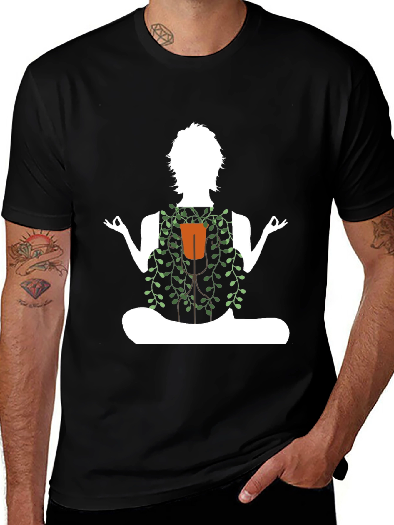 Variant 25 of Zen Plant Lover Graphic Tee - Black
