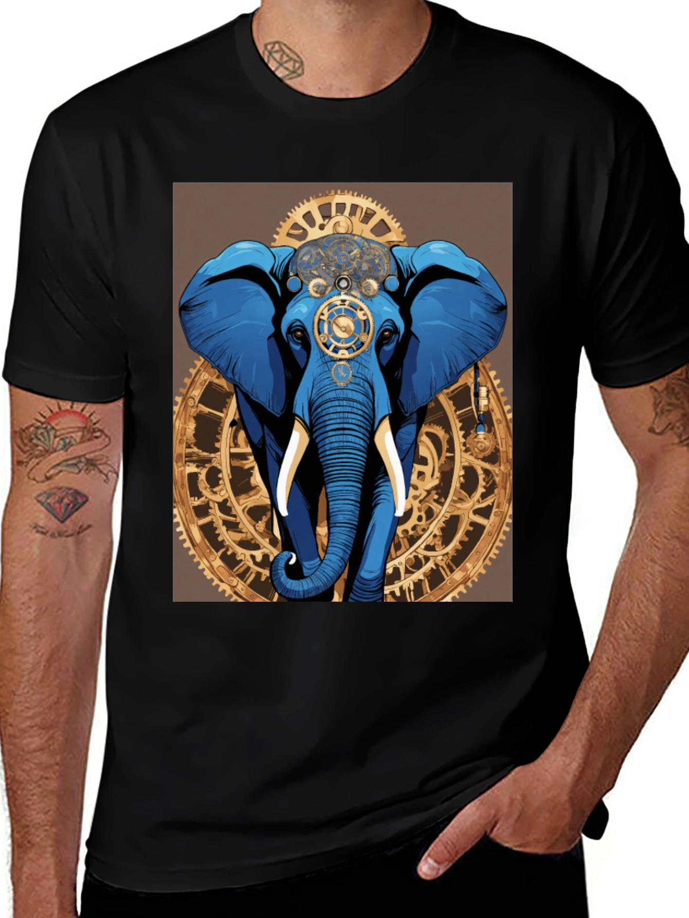Variant 26 of Steampunk Elephant Graphic Tee - Unique Design