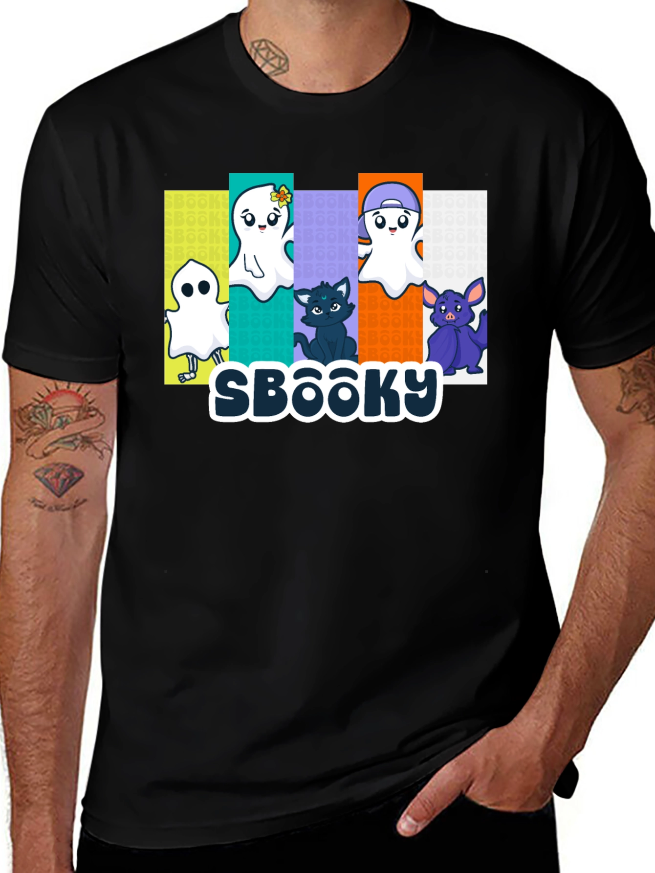 Variant 7 of Spooky Character Graphic Black T-Shirt