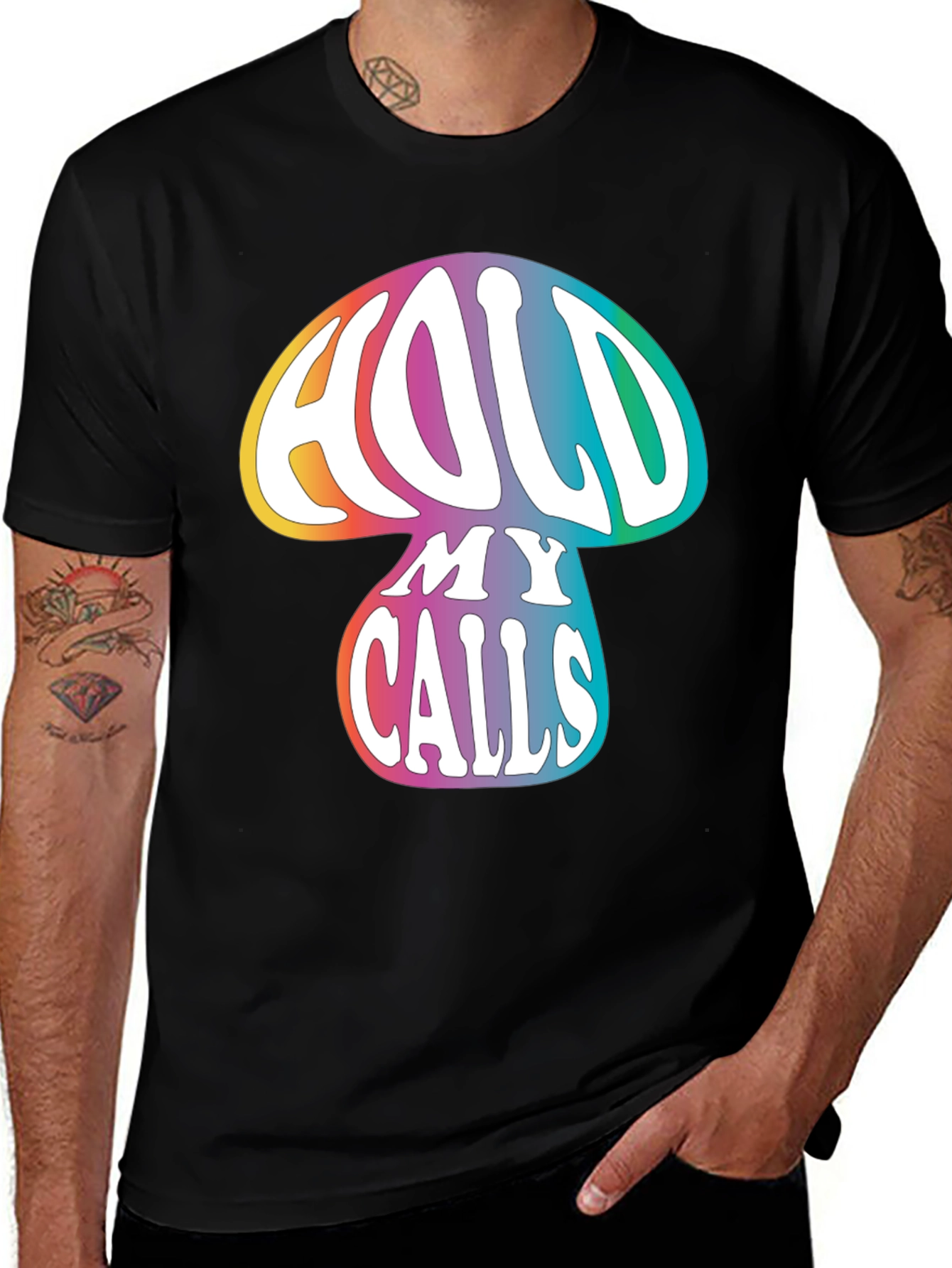 Variant 12 of Hold My Calls Mushroom Graphic Tee - Relaxed Fit