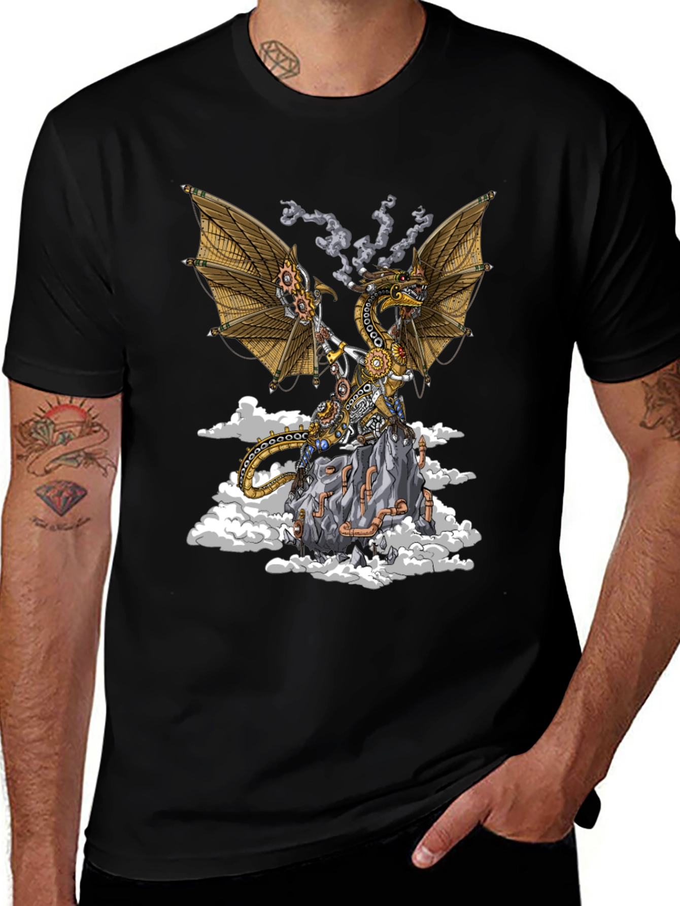 Variant 8 of Steampunk Dragon Graphic Tee