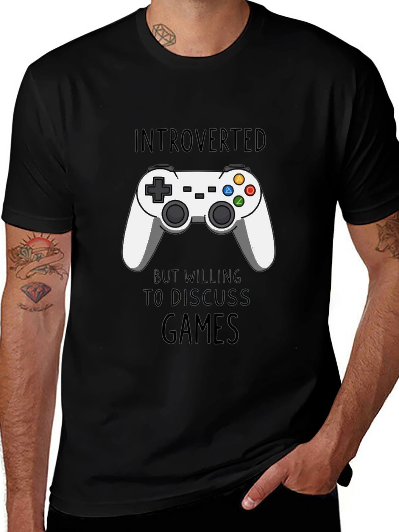 Variant 22 of Introverted Gamer T-Shirt - Black