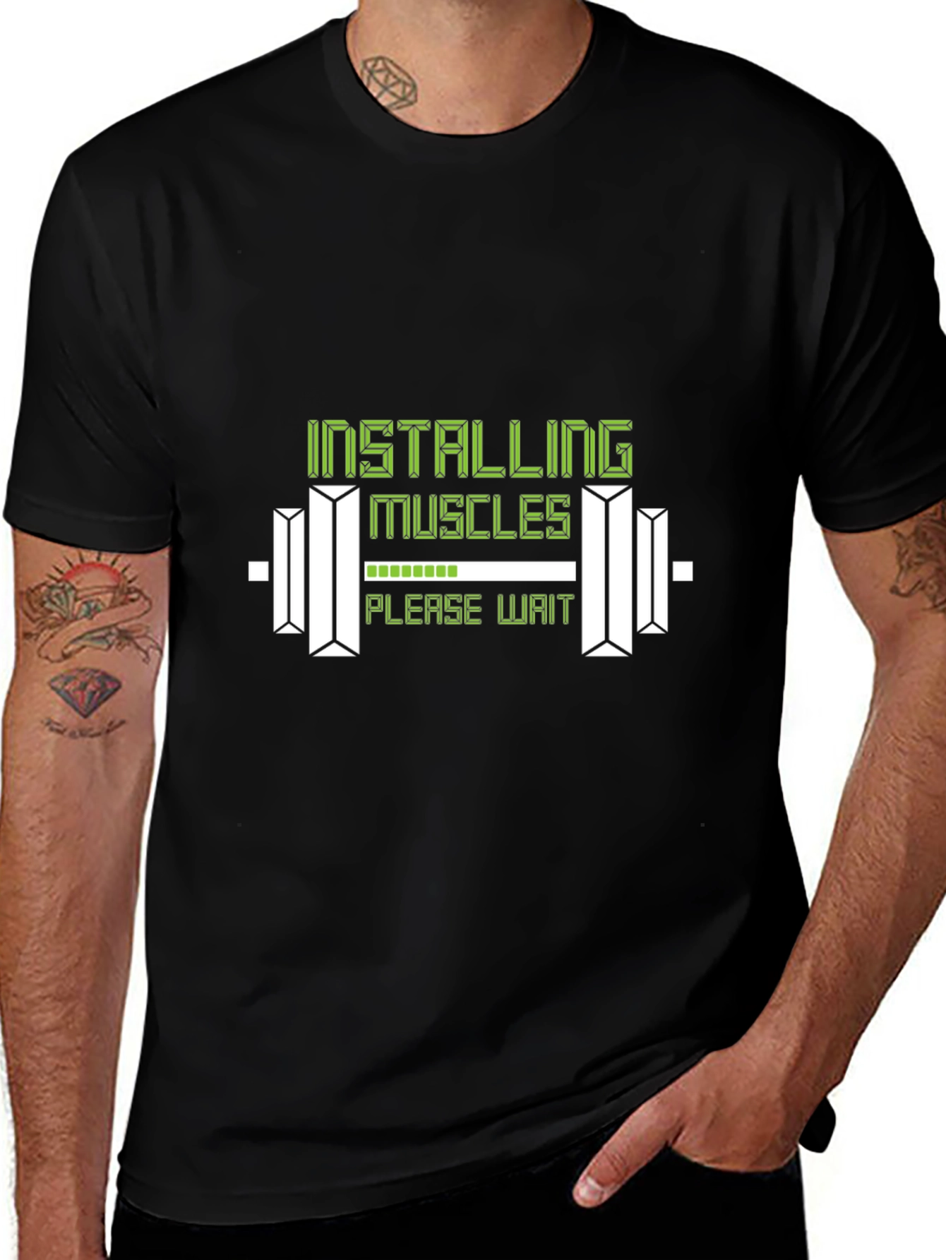 Installing Muscles Graphic Tee - Gym Humor